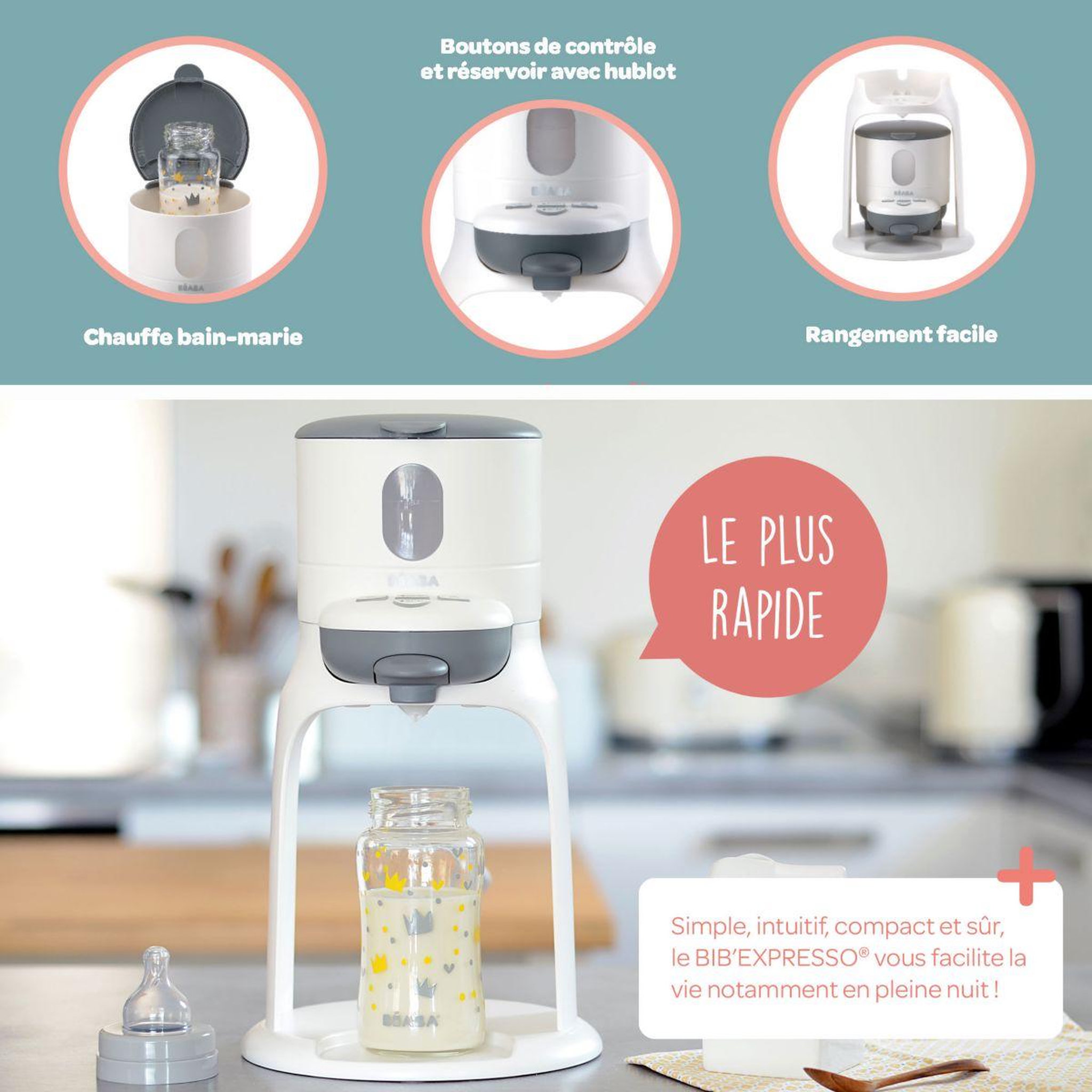 Voir la diapositive 4 : BEABA Préparateur biberon bib expresso new nightblue
