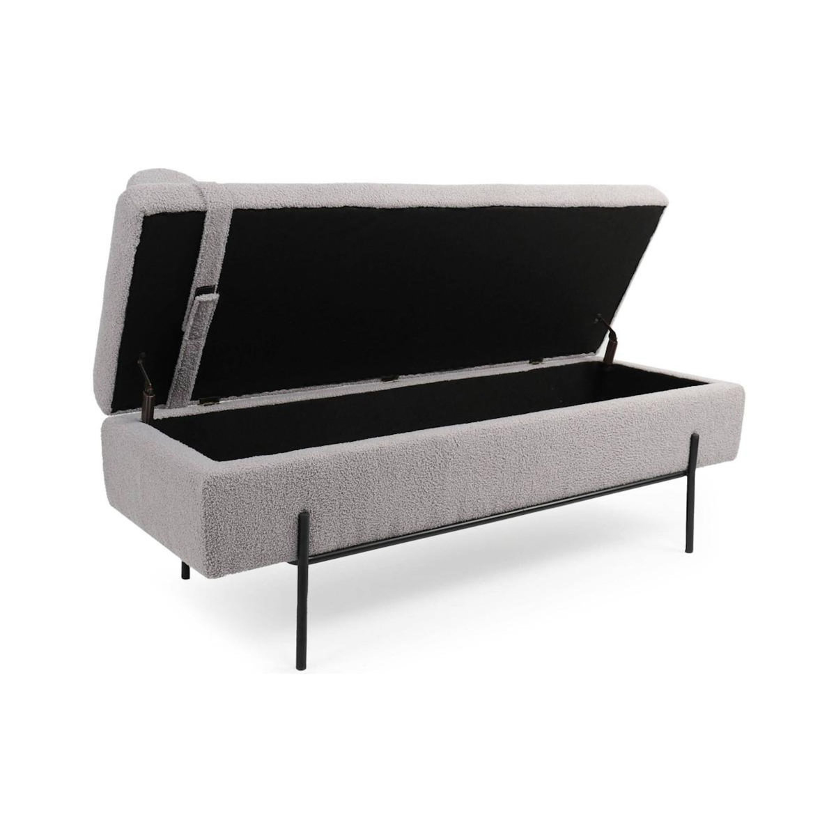 Paris Prix Banquette & Coffre Bouclette  Loyd  140cm Gris