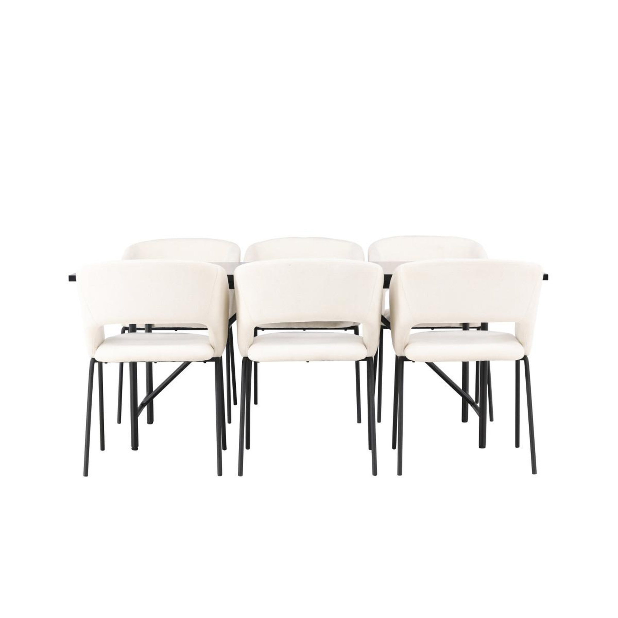 Voir la diapositive 2 : Paris Prix Ensemble table à manger & 6 chaises  astrid & day  200cm noir & blanc cassé