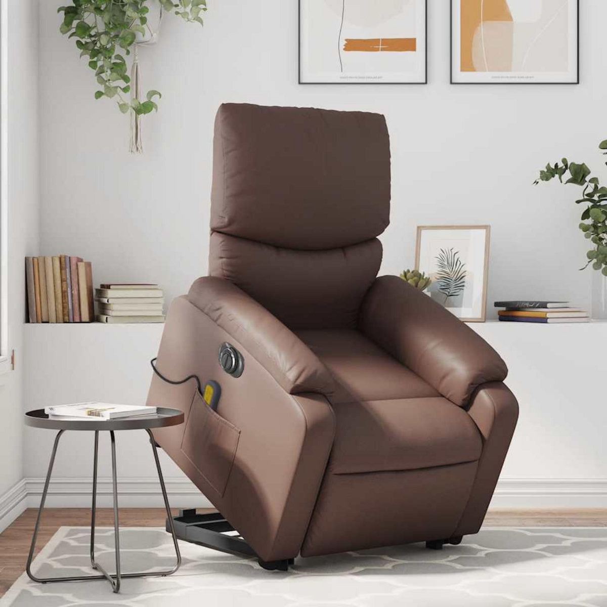 VIDAXL Fauteuil inclinable de massage electrique marron similicuir