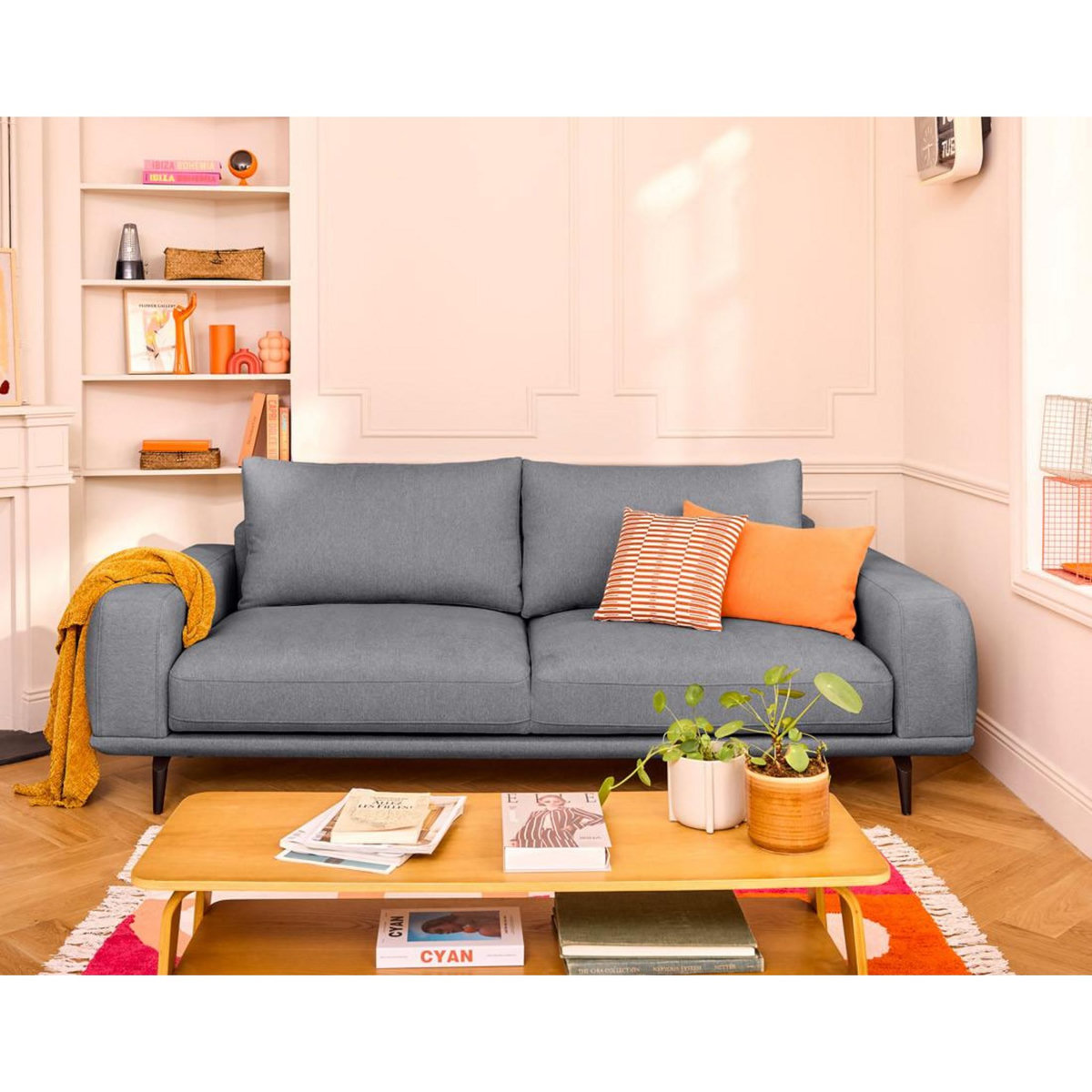 LISA DESIGN Vicence - canapé droit 3 places convertible en tissu