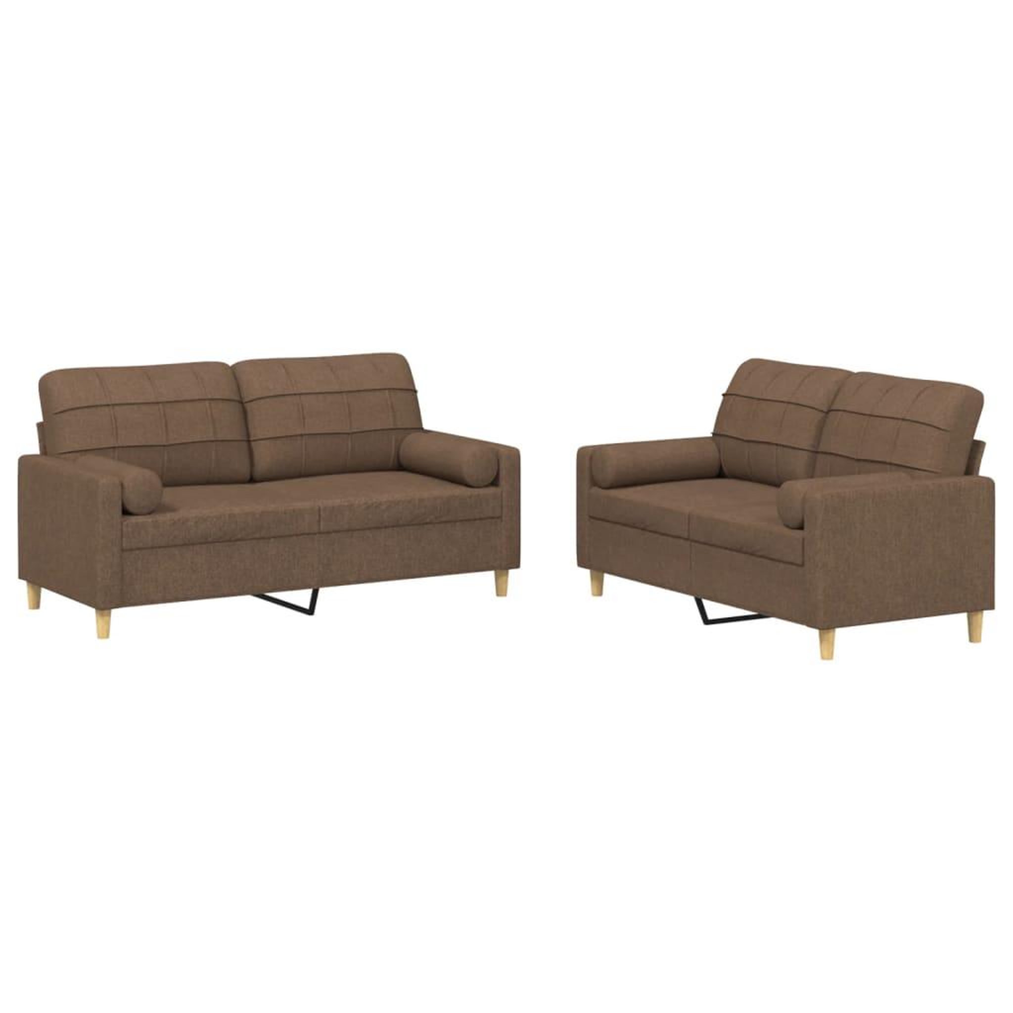 Voir la diapositive 2 : VIDAXL Ensemble de canapes 2 pcs avec coussins marron tissu