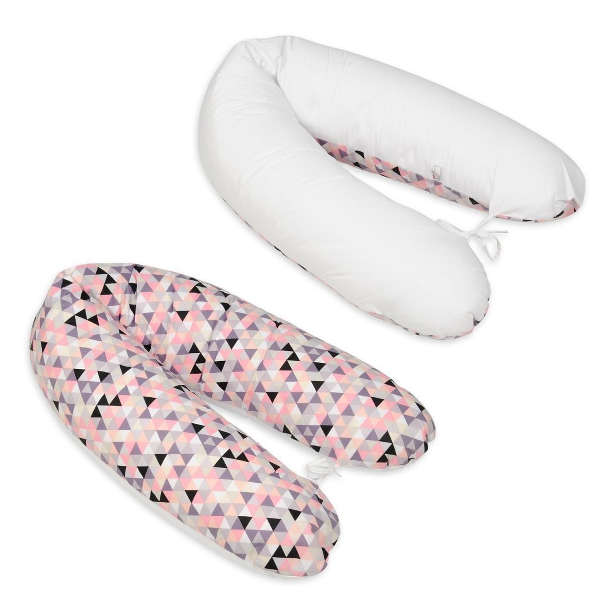 VELINDA Coussin maternité pre/post natal usages multiples triangles roses – blanc