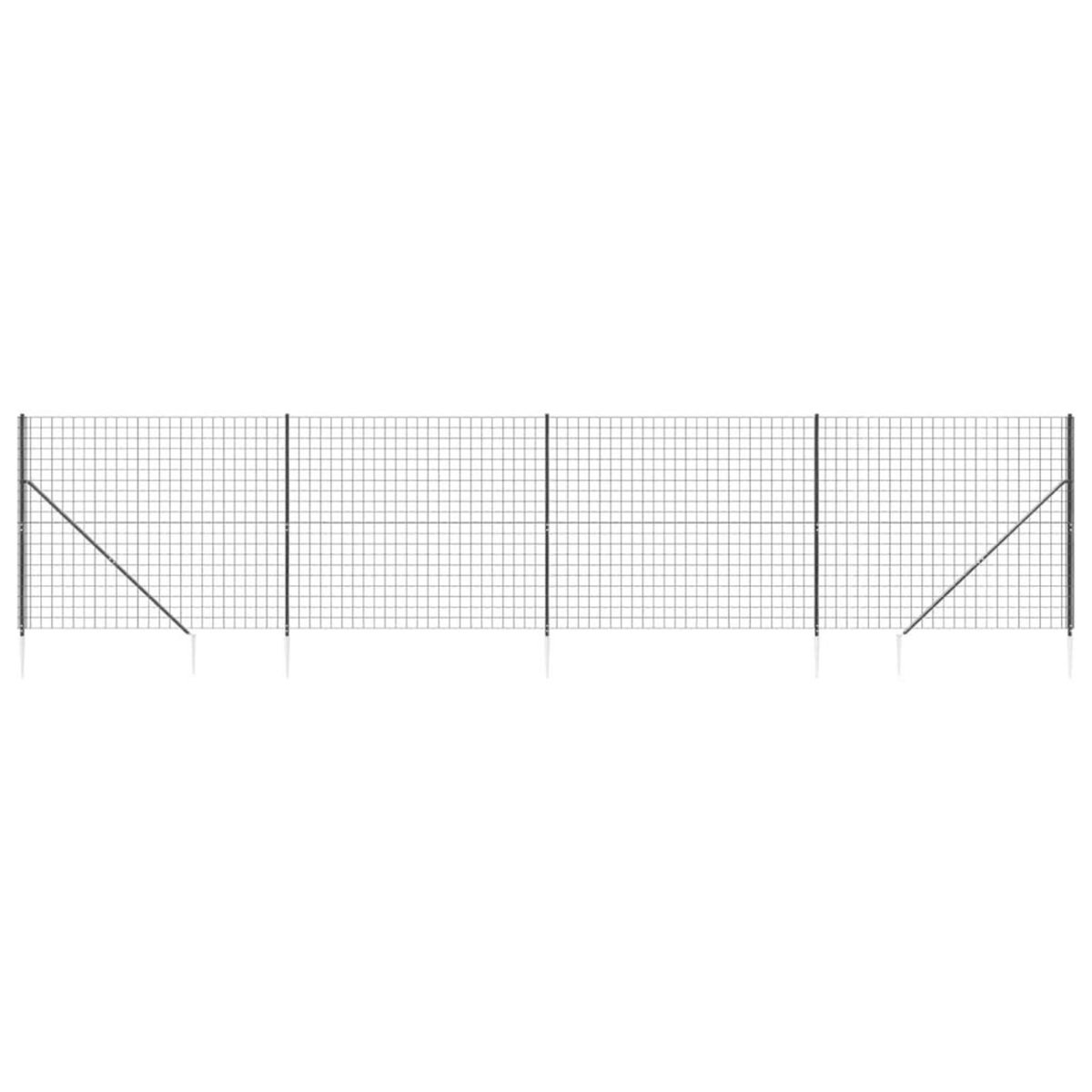 VIDAXL Cloture en treillis metallique et ancrage anthracite 1,6x10 m