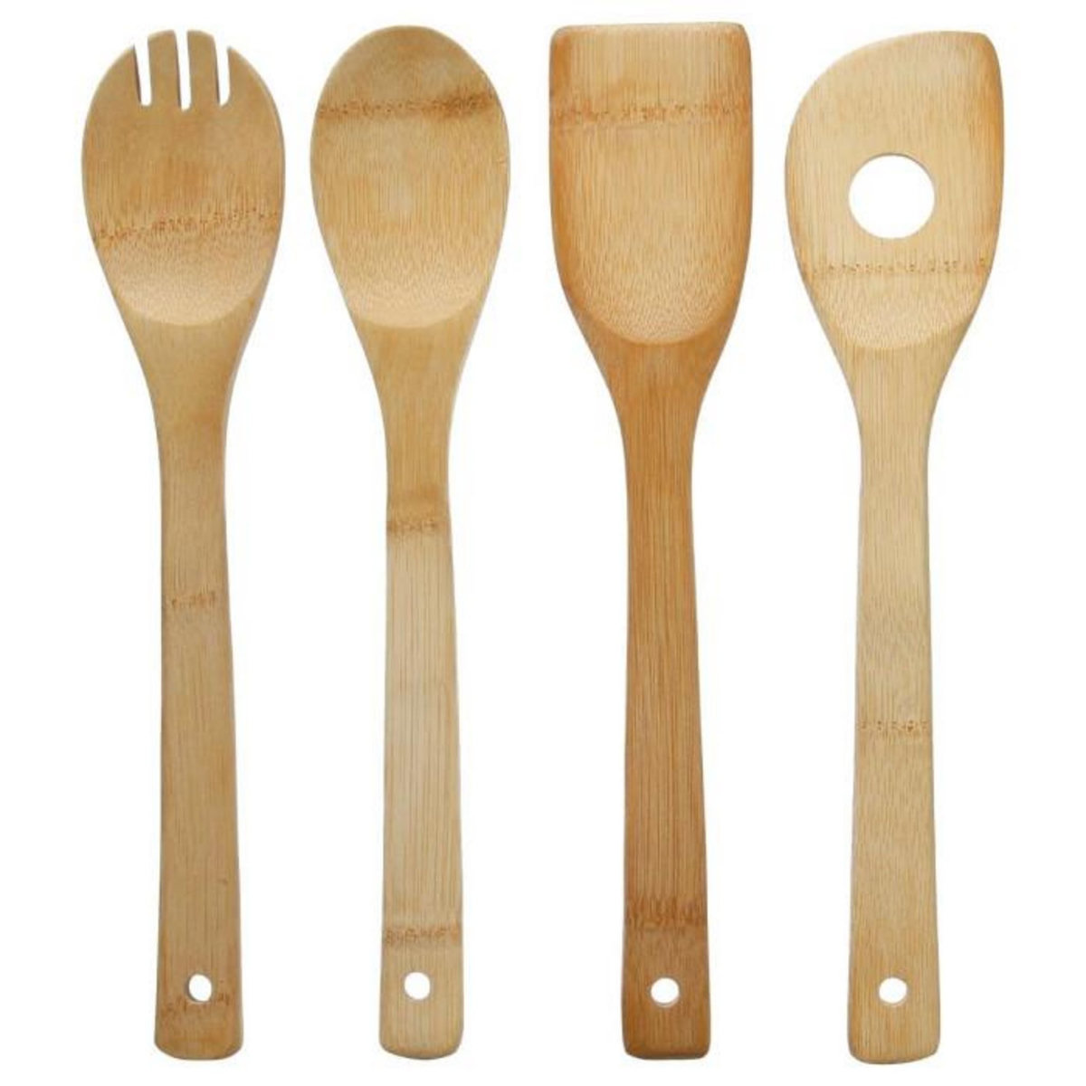 FIVE Lot de 4 Ustensiles de Cuisine  Bambou  30cm Naturel