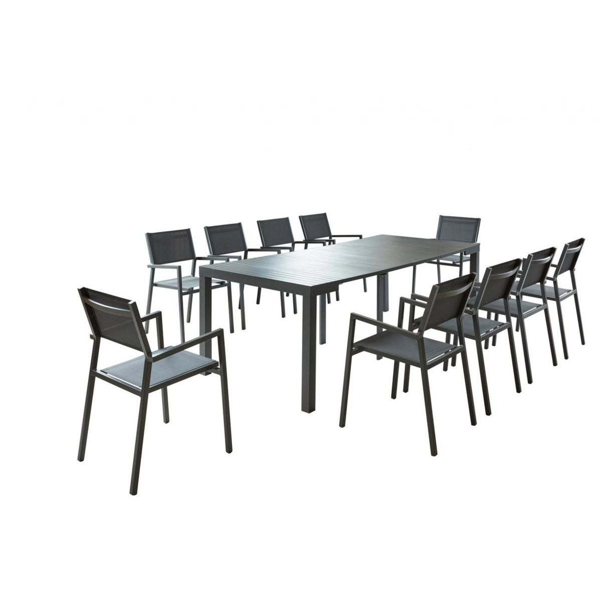 CONCEPT USINE Console extensible et 10 chaises en aluminium OLHAO