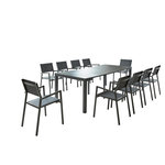 CONCEPT USINE Console extensible et 10 chaises en aluminium OLHAO