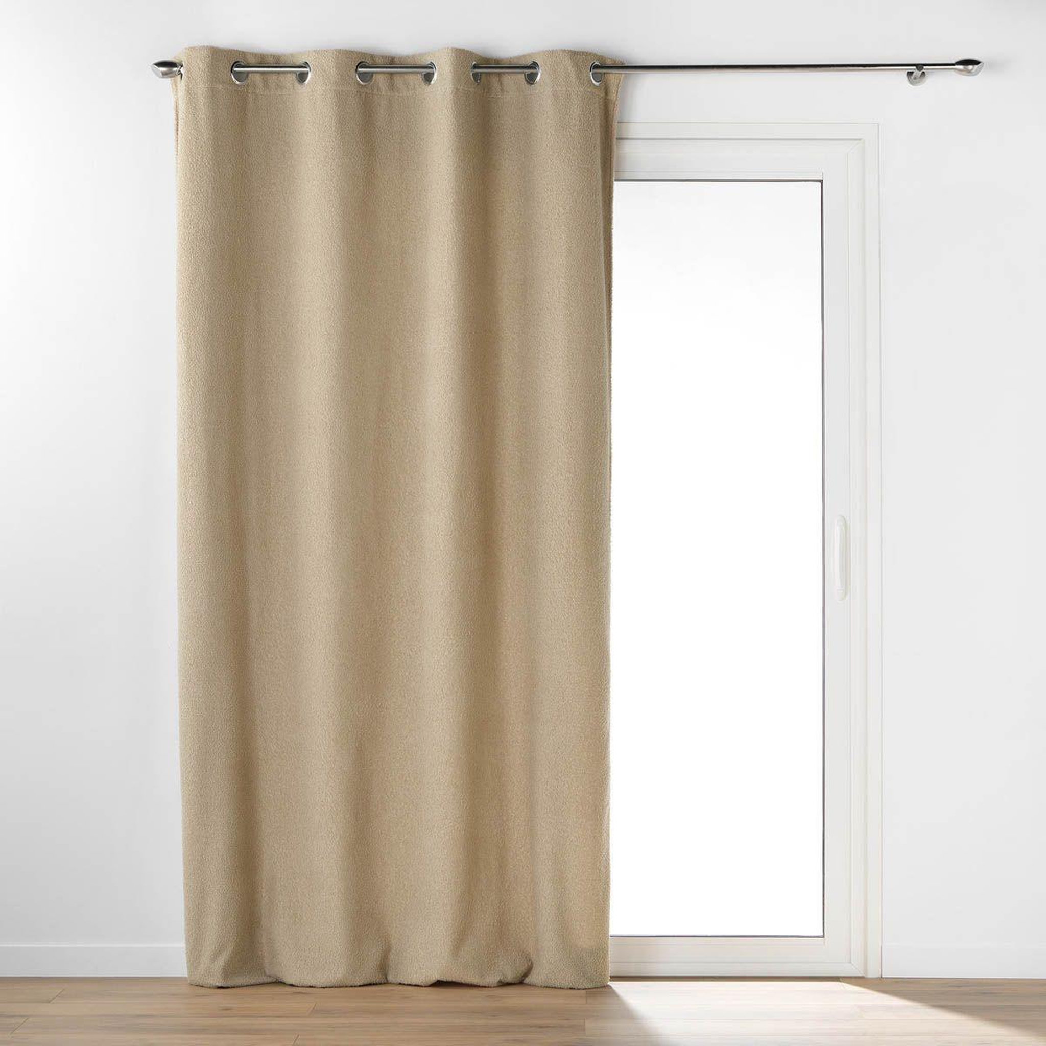 Douceur d'Intérieur Rideau à œillets bouclette  wooly  140x240cm beige