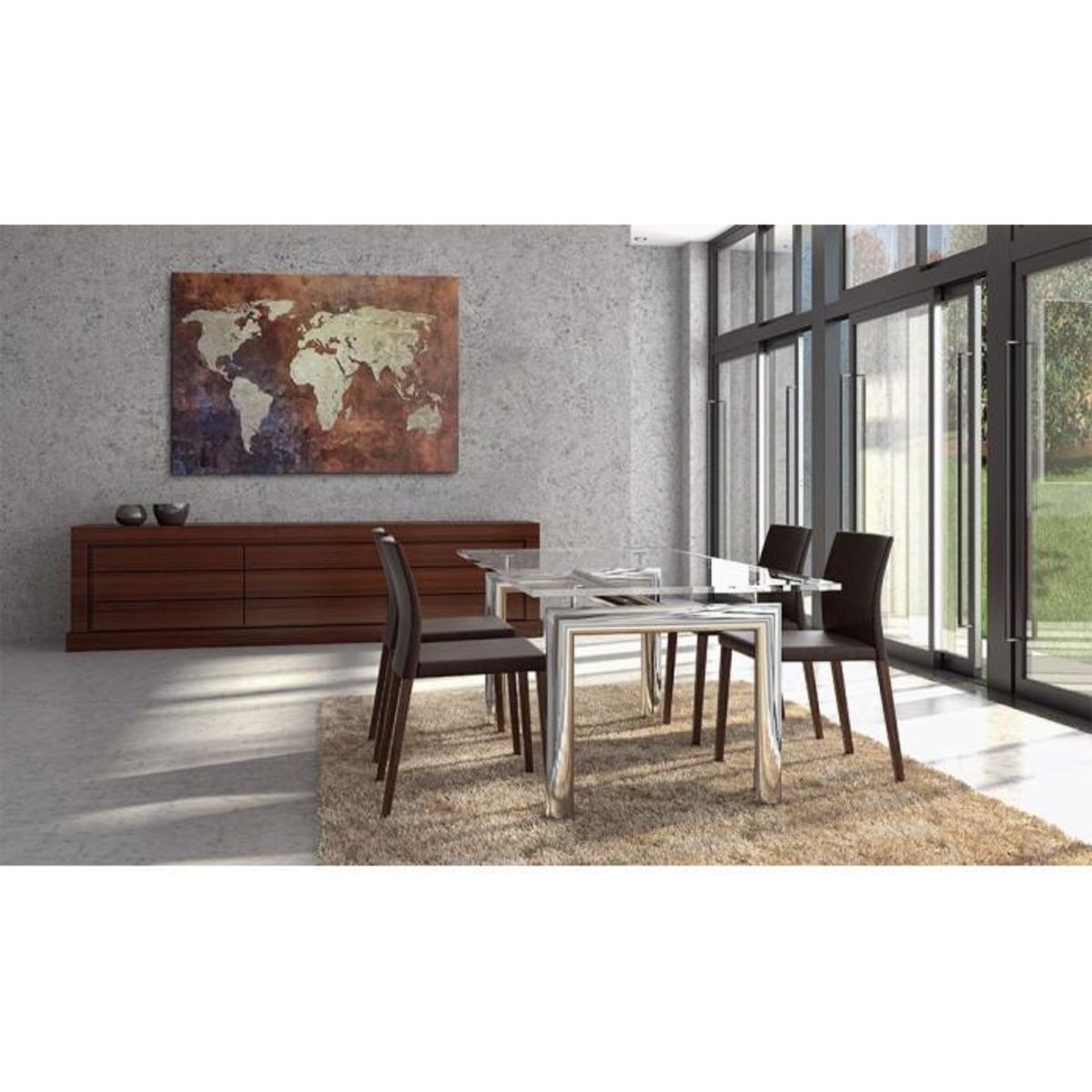 Paris Prix Tableau Imprimé  Carte du Monde Dorée