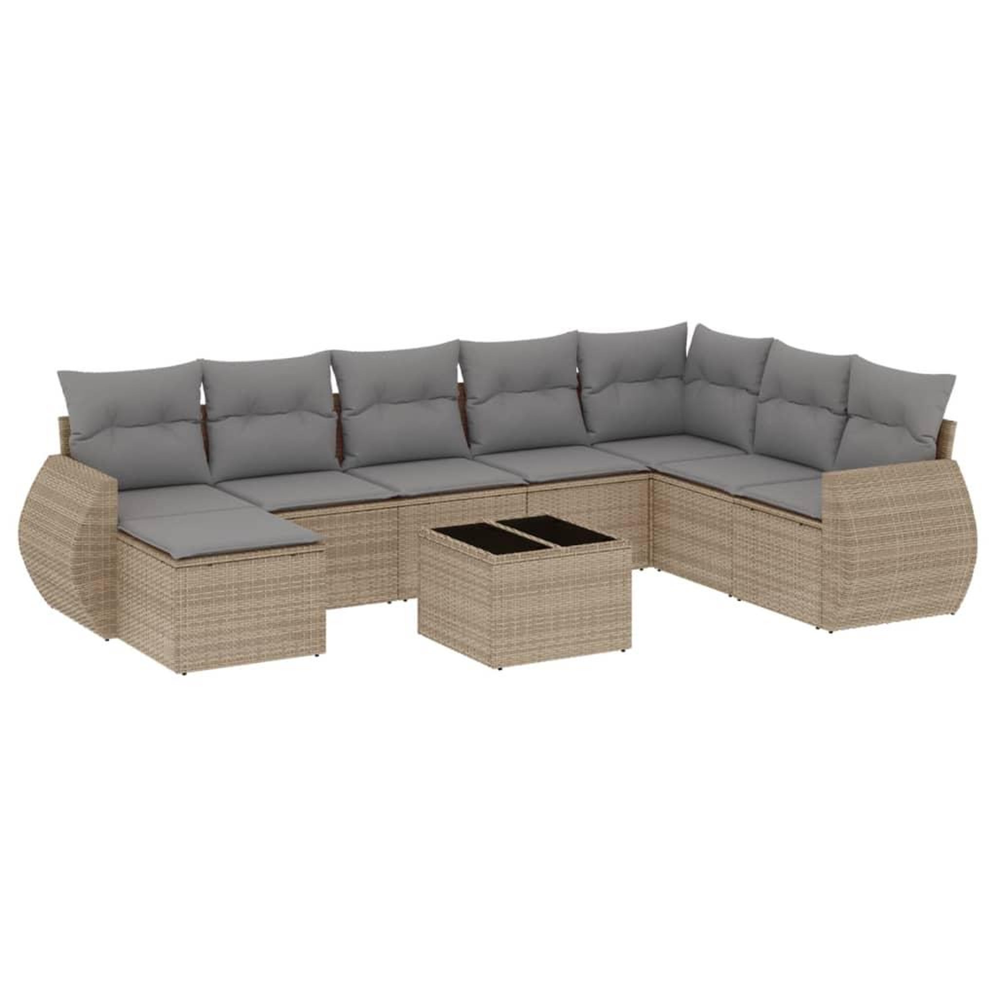 Voir la diapositive 2 : VIDAXL Salon de jardin avec coussins 9 pcs beige resine tressee