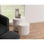 LISA DESIGN Aeryn - lot de 2 tables basses - effet marbre blanc - 48 et 40 cm. Coloris disponibles : Blanc