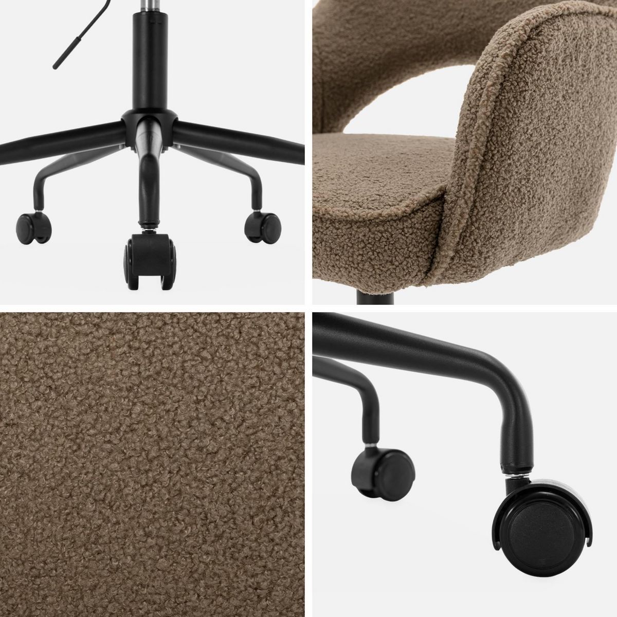 SWEEEK Chaise de bureau à roulettes, Jim, L 60 x P 62 x H 89 / 99cm.