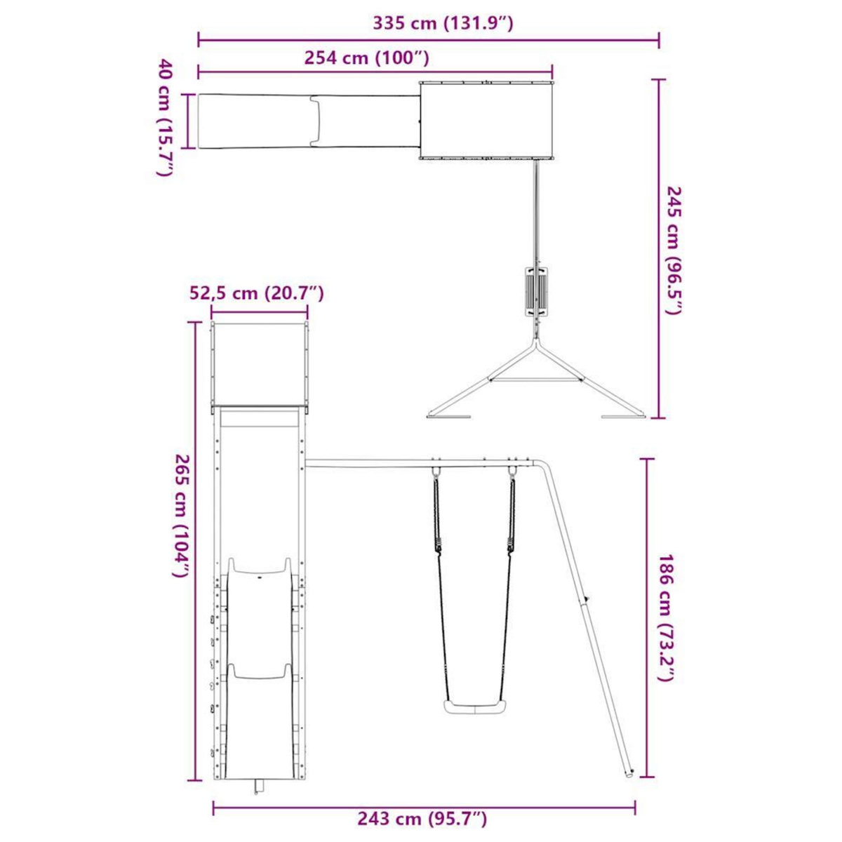 VIDAXL Aire de jeux d'exterieur bois de pin massif