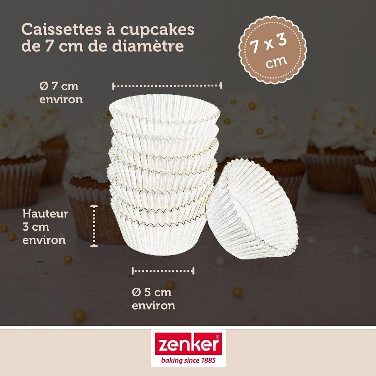 ZENKER Set pâtisserie avec 100 moules à muffins en papier, 2 bols à mixer, verre mesureur et spatule Zenker