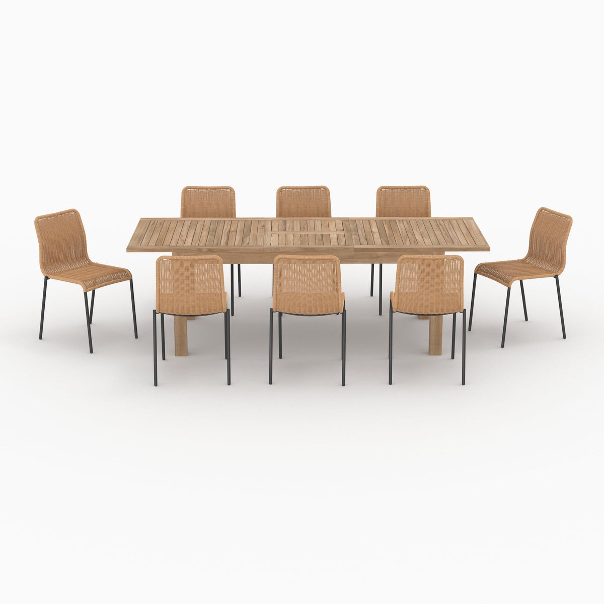 MAISON PAVANE Table et chaises de jardin 8 personnes en bois et résine-Sirivara