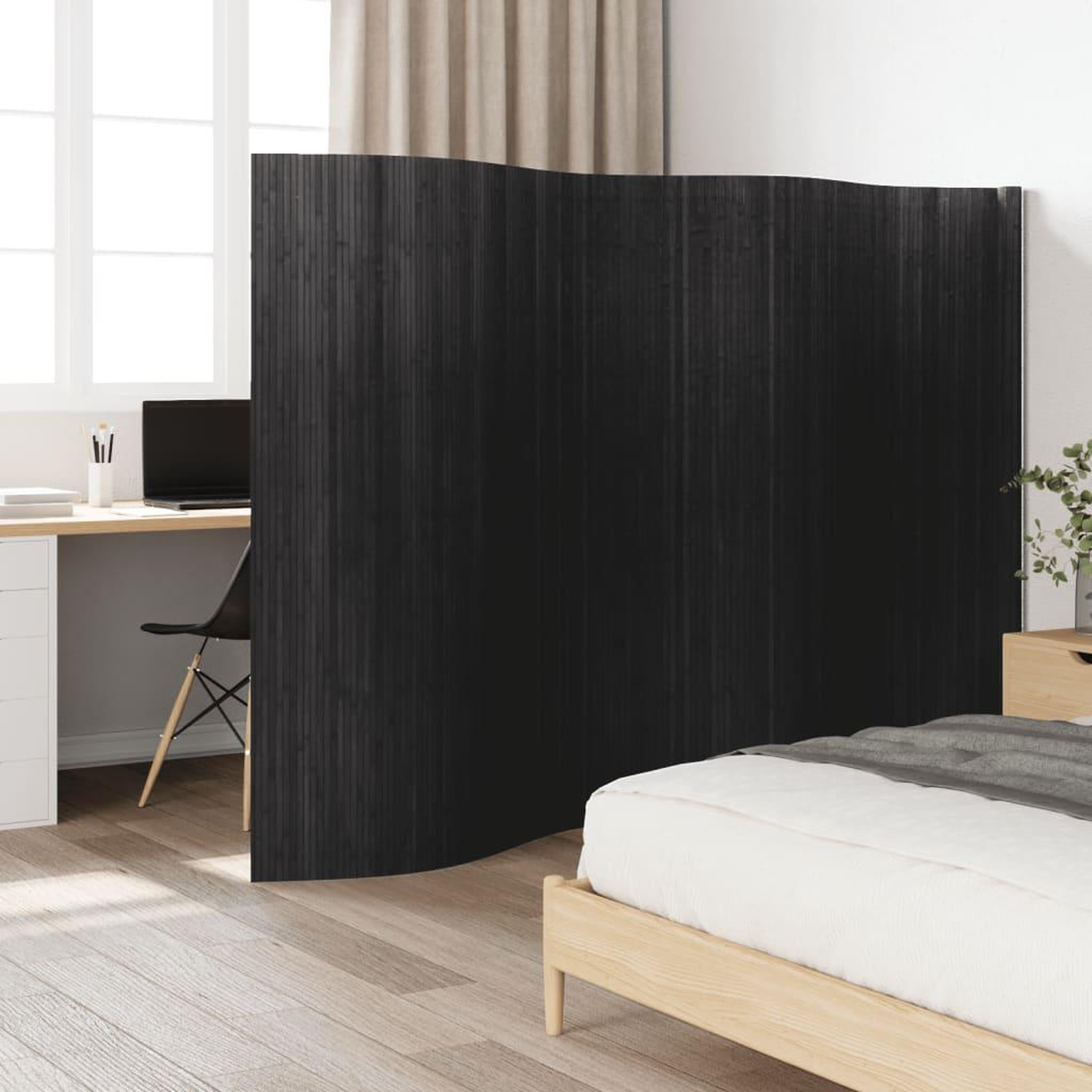 VIDAXL Cloison de separation gris 165x400 cm bambou