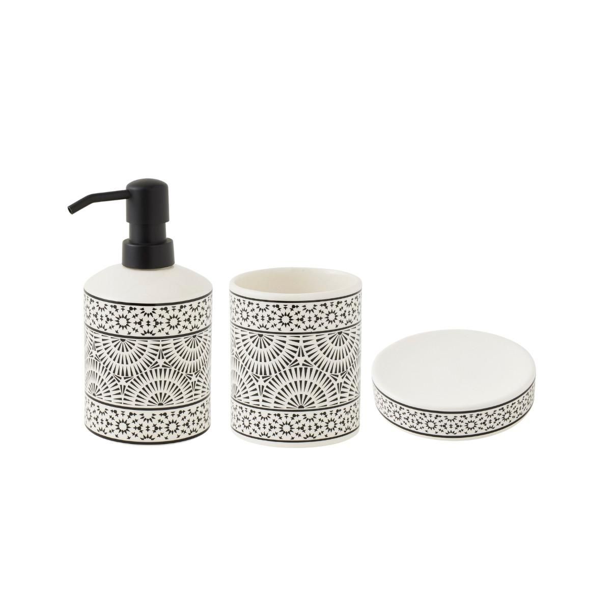 GUY LEVASSEUR Set salle de bain à motifs 3 pièces porcelaine blanc