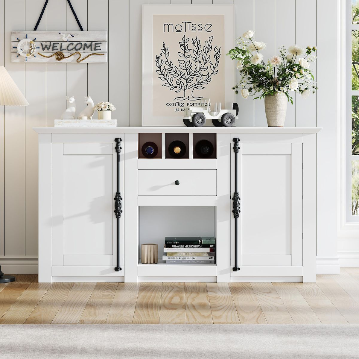 MERAX Buffet 2 porte(s) 1 tiroir(s) - 130 cm blanc mdf
