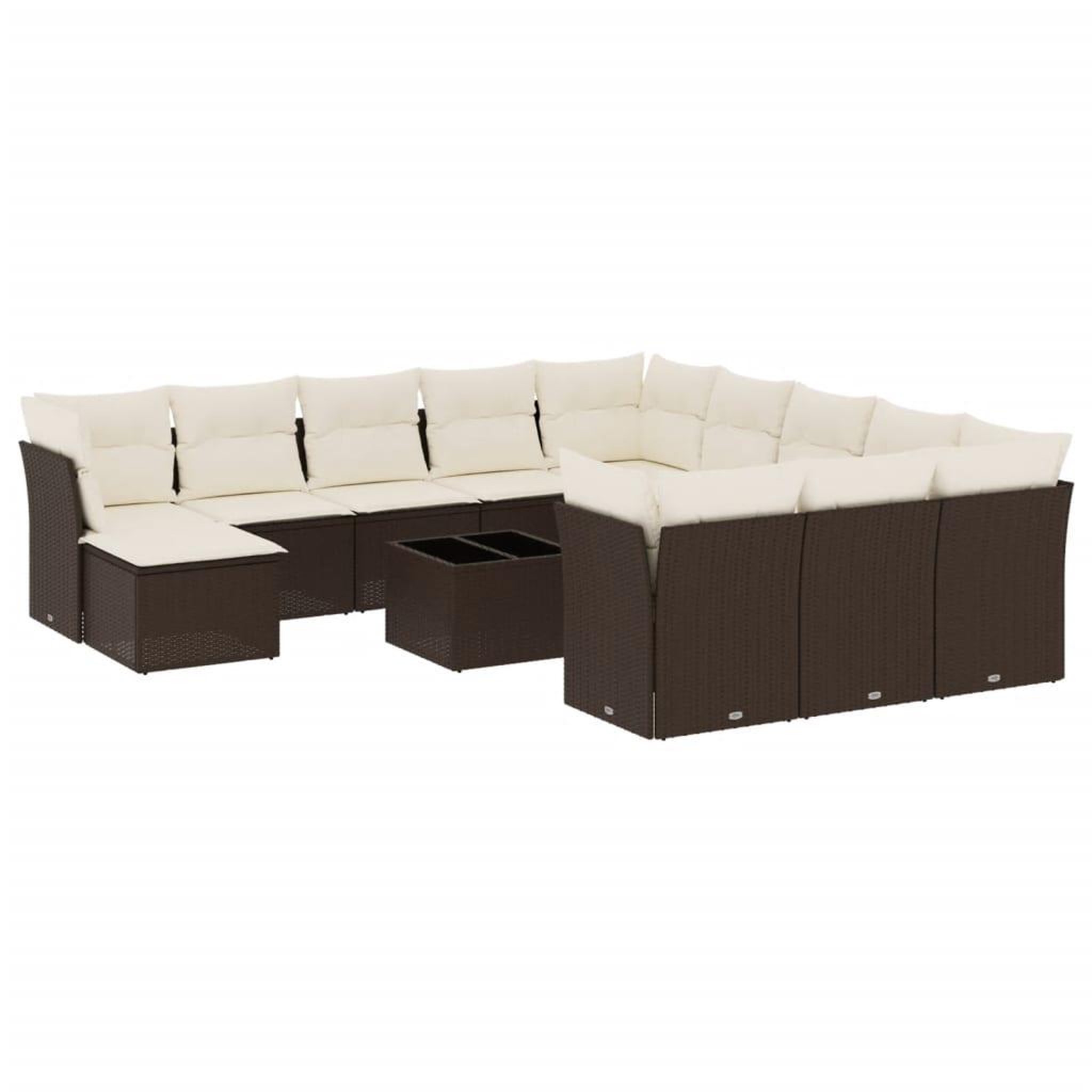 Voir la diapositive 2 : VIDAXL Salon de jardin avec coussins 13 pcs marron resine tressee