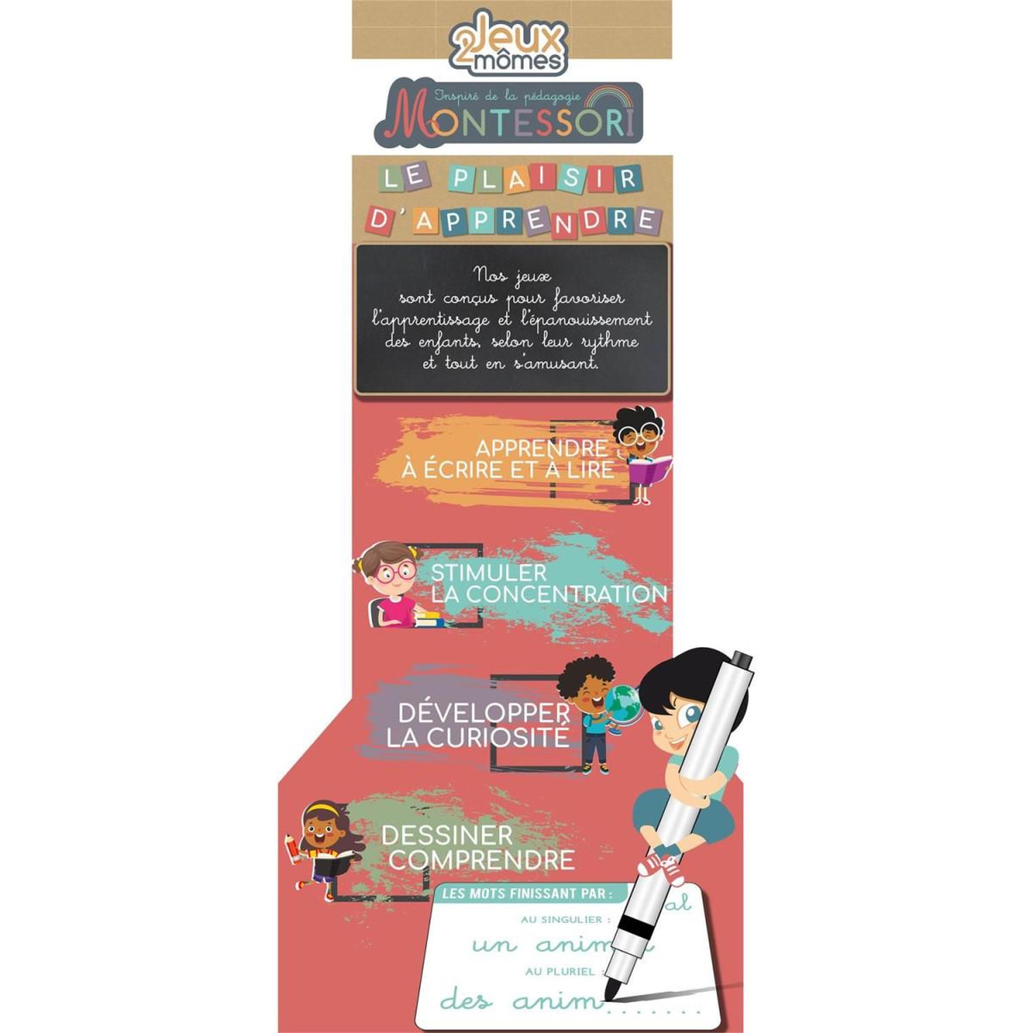 Voir la diapositive 5 : Jeux 2 momes Tableau éducatif lettres  montessori  29cm multicolore