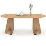 Voir la diapositive 1 : ID MARKET Table à manger extensible ronde CARMEN 4-10 personnes pied bois en lattes et plateau bois 110-200 cm