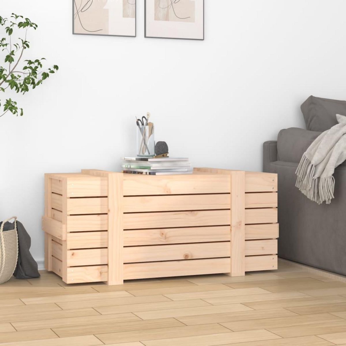 VIDAXL Boîte de rangement 91x40,5x42 cm Bois massif de pin