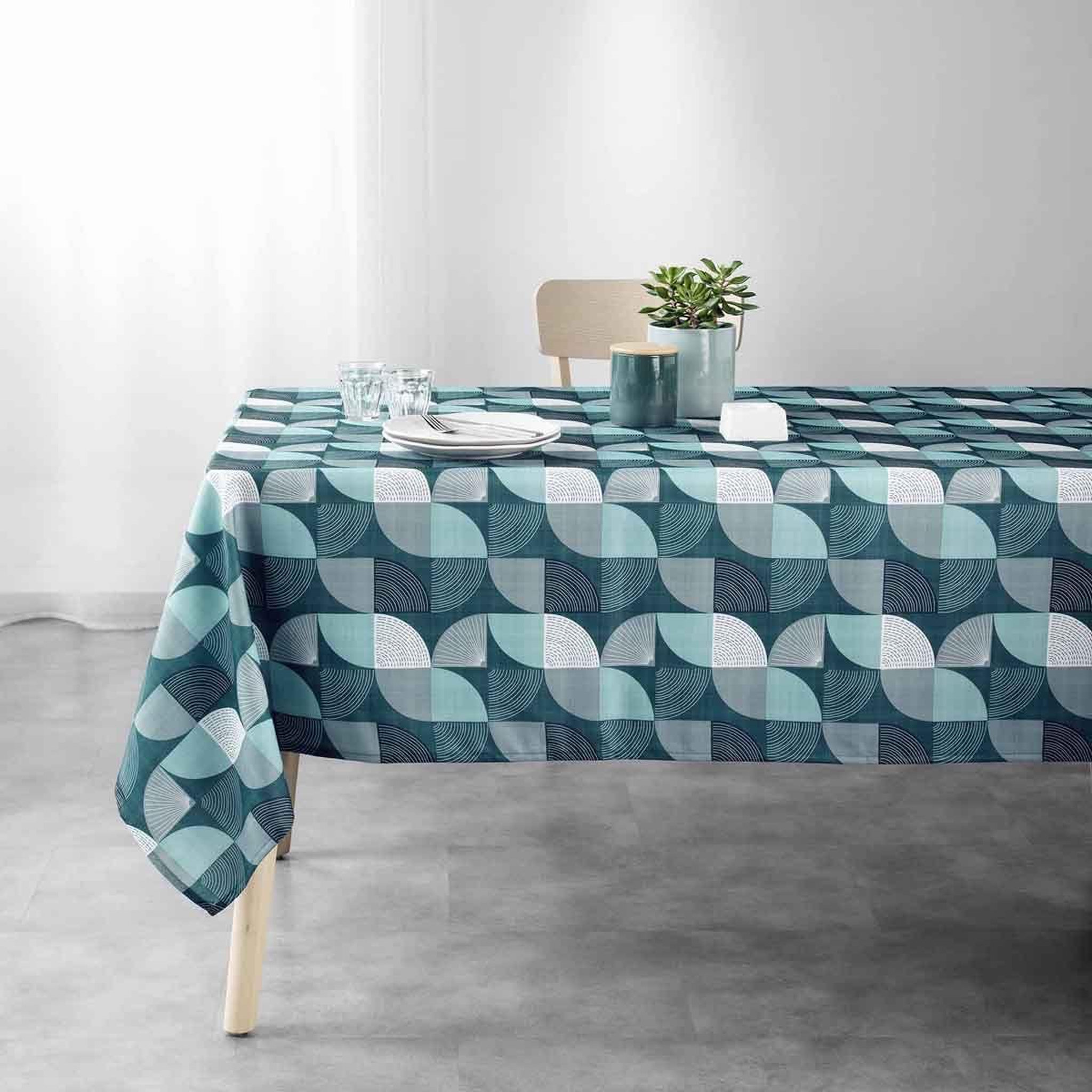 Voir la diapositive 3 : Douceur d'Intérieur Nappe imprimée  ambroise  145x240cm pétrole