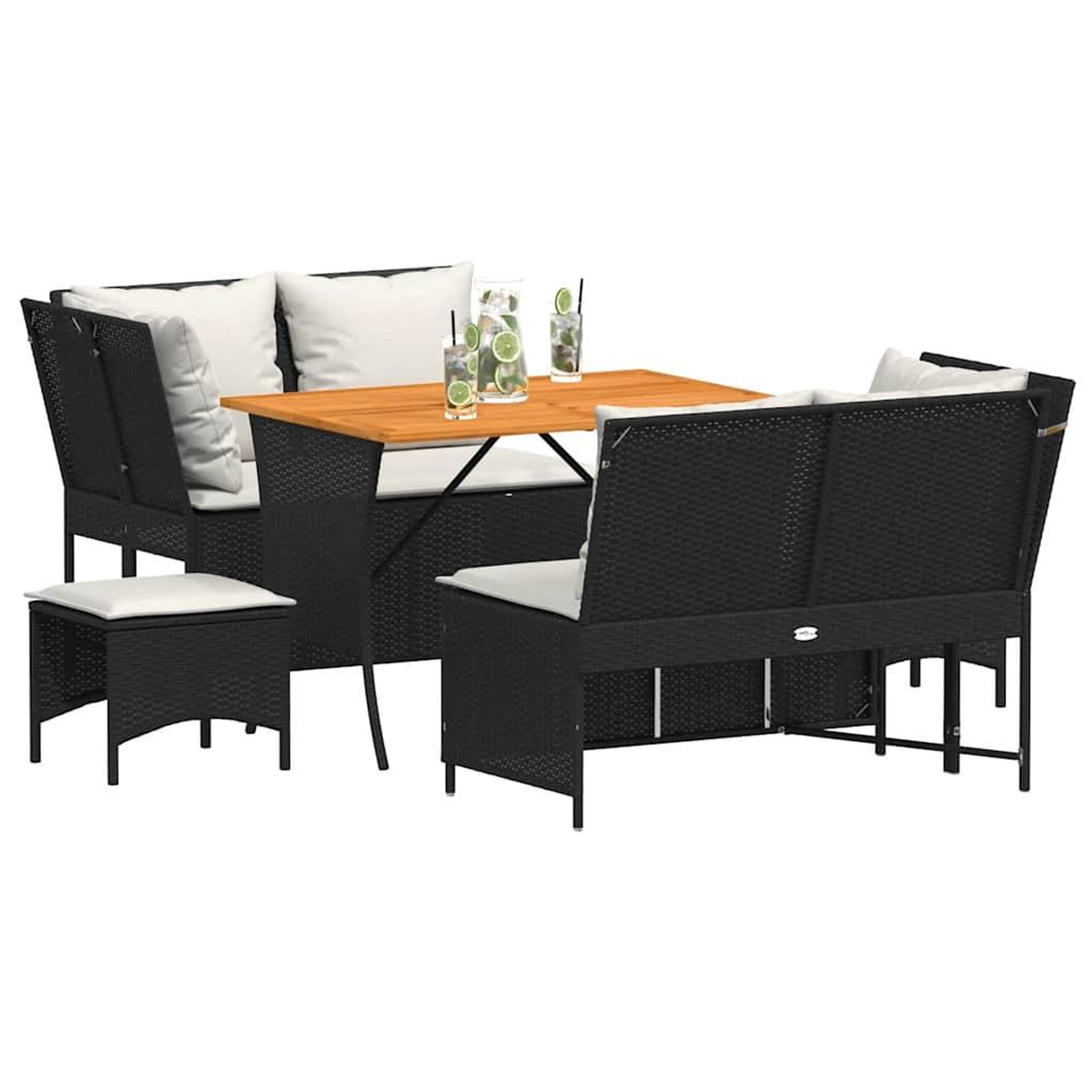 Voir la diapositive 4 : VIDAXL Salon de jardin 5 pcs avec coussins noir resine tressee