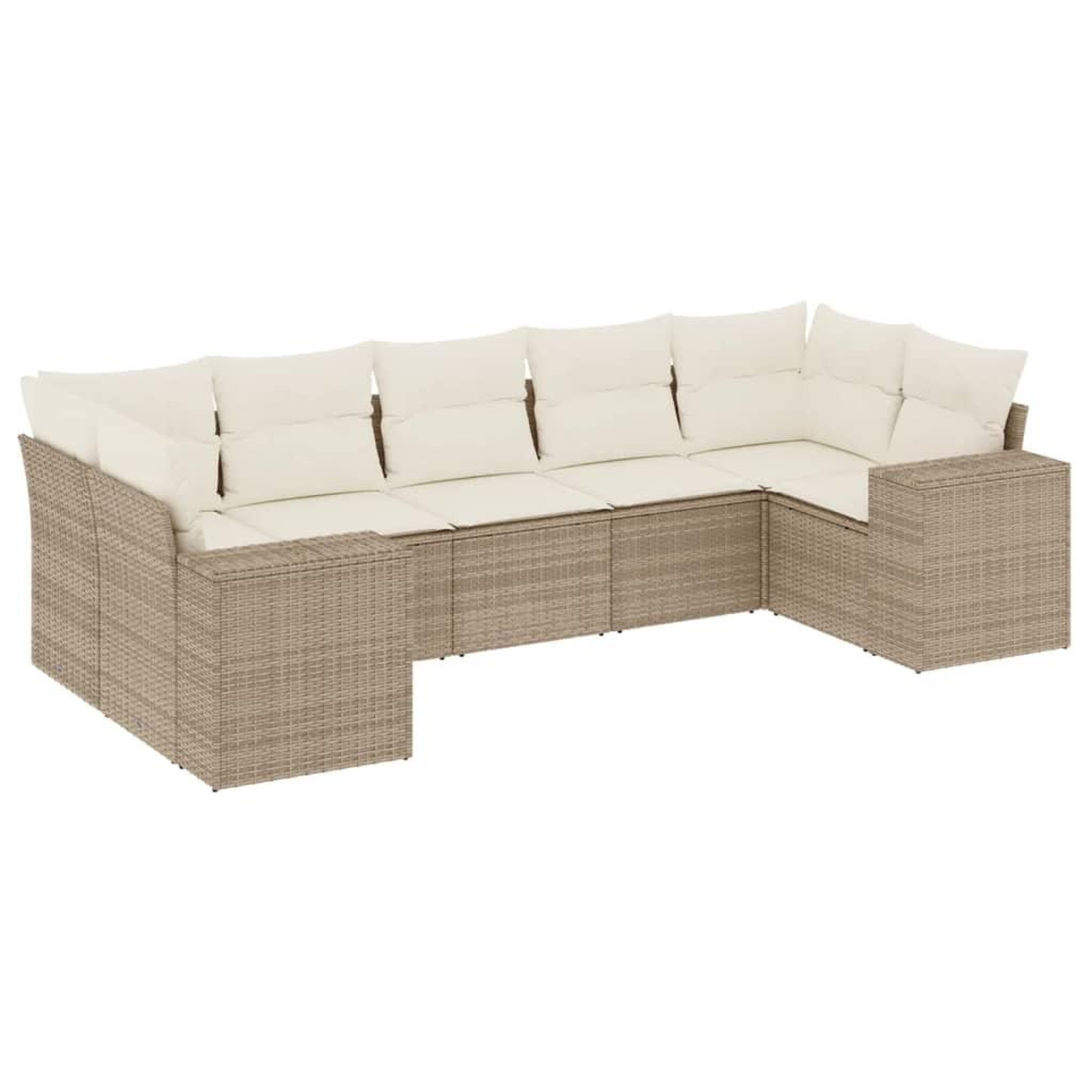 Voir la diapositive 2 : VIDAXL Salon de jardin avec coussins 7 pcs beige resine tressee