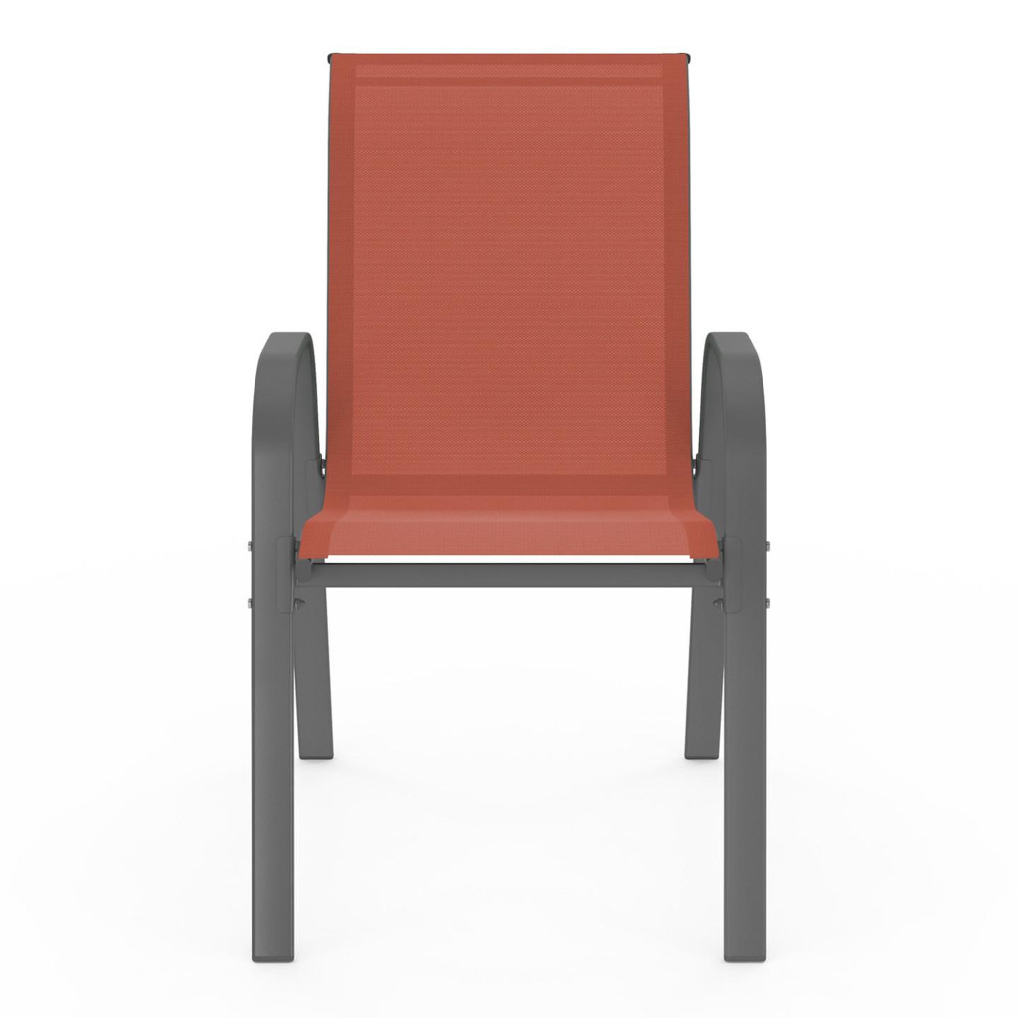 Voir la diapositive 3 : ID MARKET Lot de 6 chaises de jardin lyma métal et textilène empilables terracotta et gris
