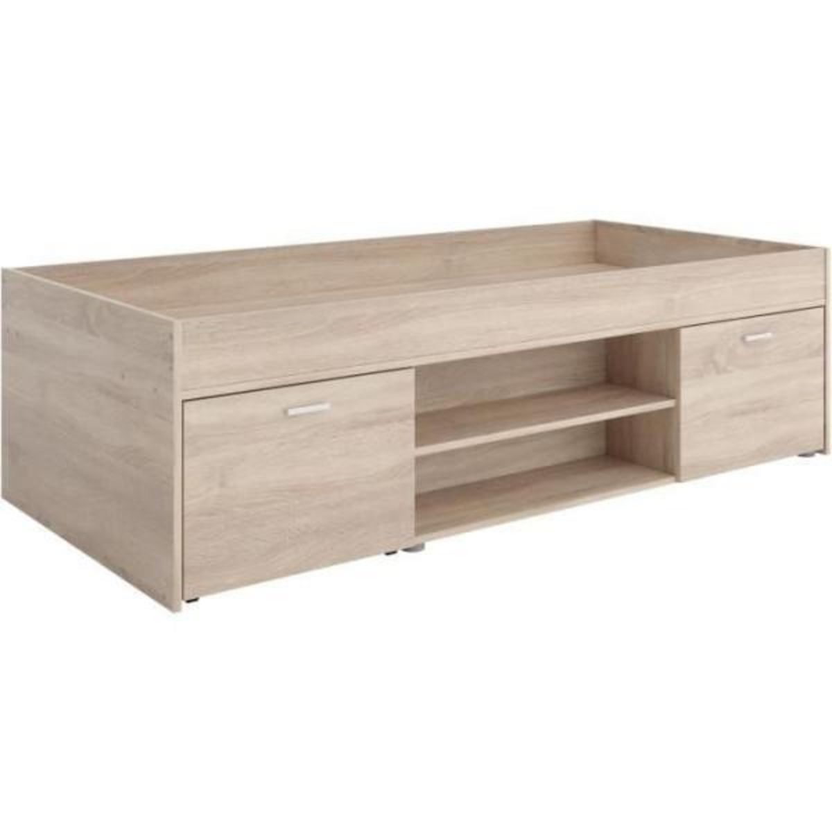 MARKET24 Lit combiné enfant CARLO - Mélamine chene - 90 x 200 cm