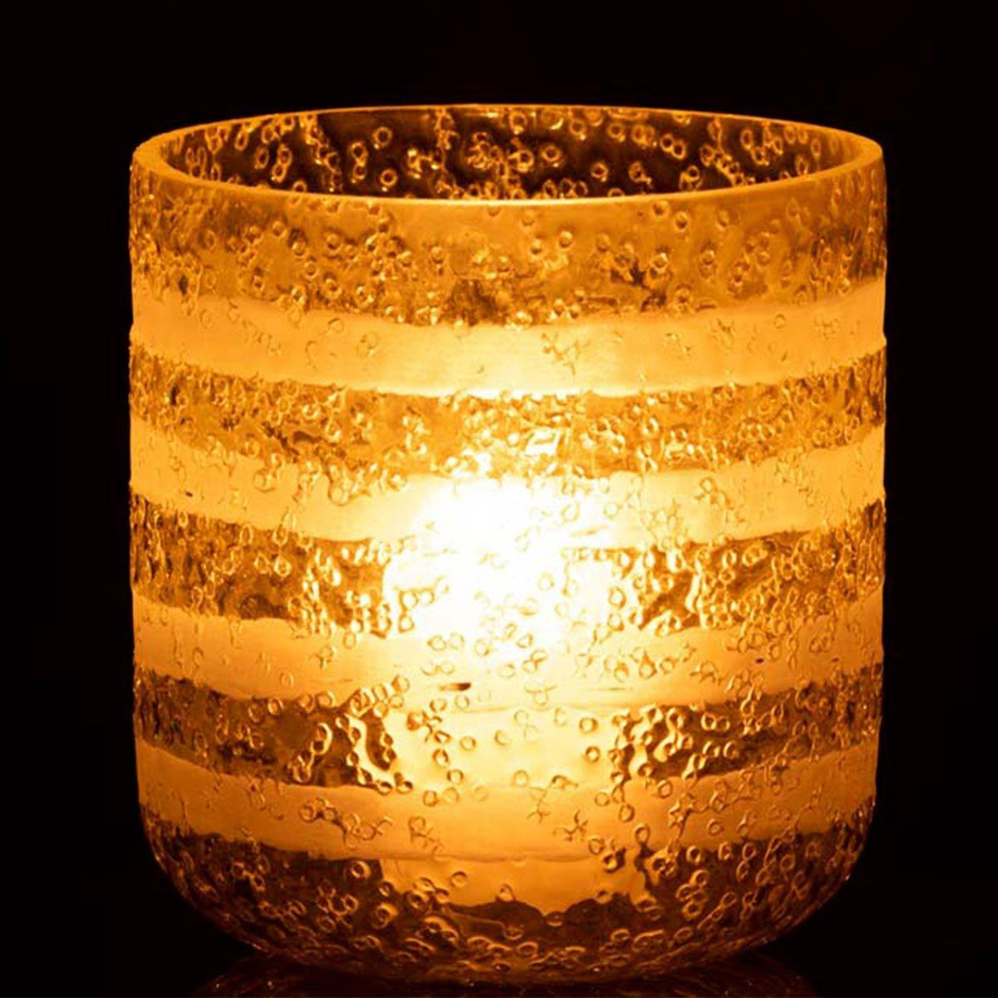 Voir la diapositive 3 : J-LINE Photophore Design en Verre  Lignes  15cm Jaune