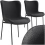 Voir la diapositive 1 : tectake Chaise rembourrée forme ergonomique avec dossier haut Tissu noir/noir Lot de 2