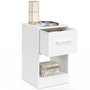 Voir la diapositive 6 : ID MARKET Lot de 2 tables de chevet UPPAH 1 tiroir en tissu avec niche bois blanc