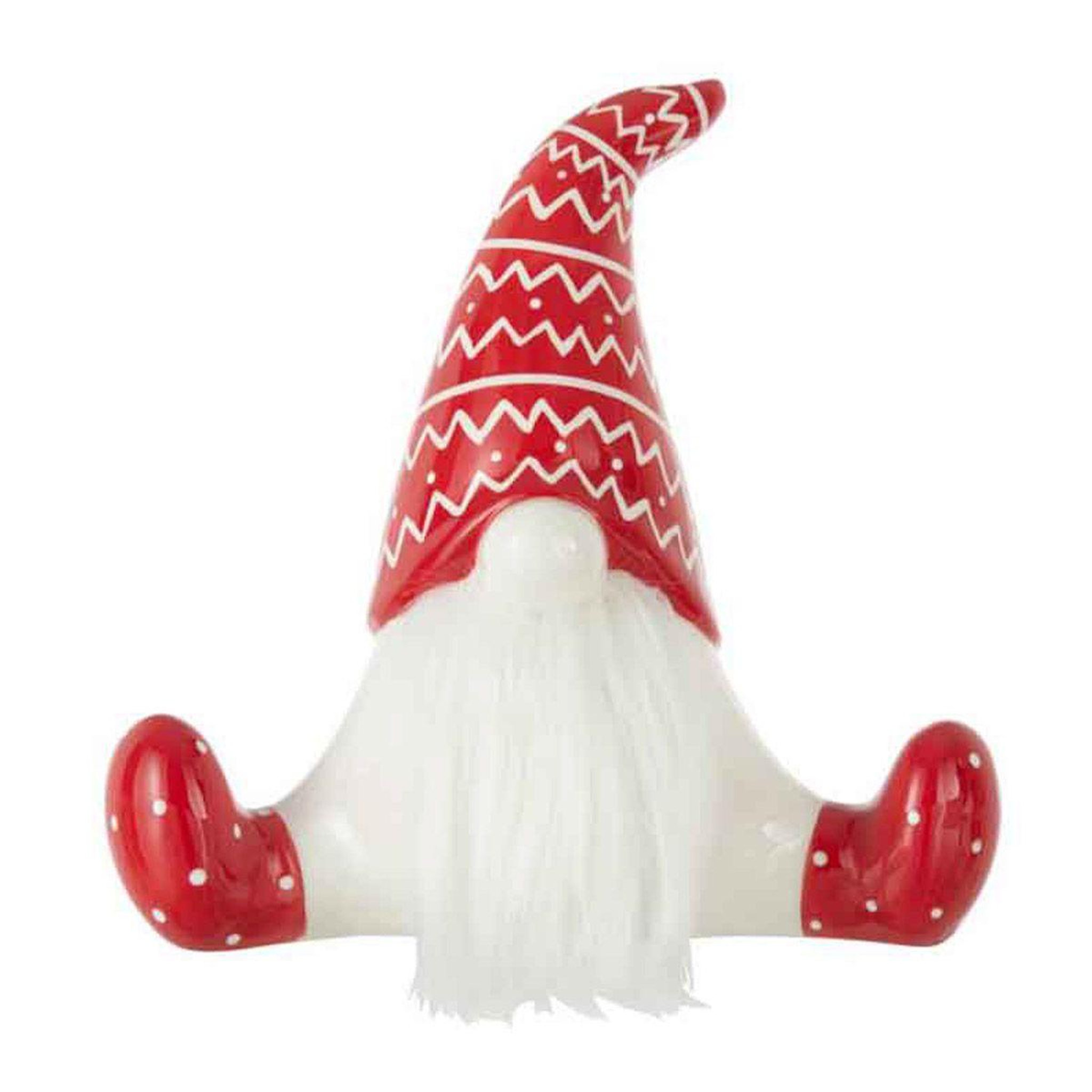 J-LINE Statuette déco  père noël assis  25cm rouge & blanc