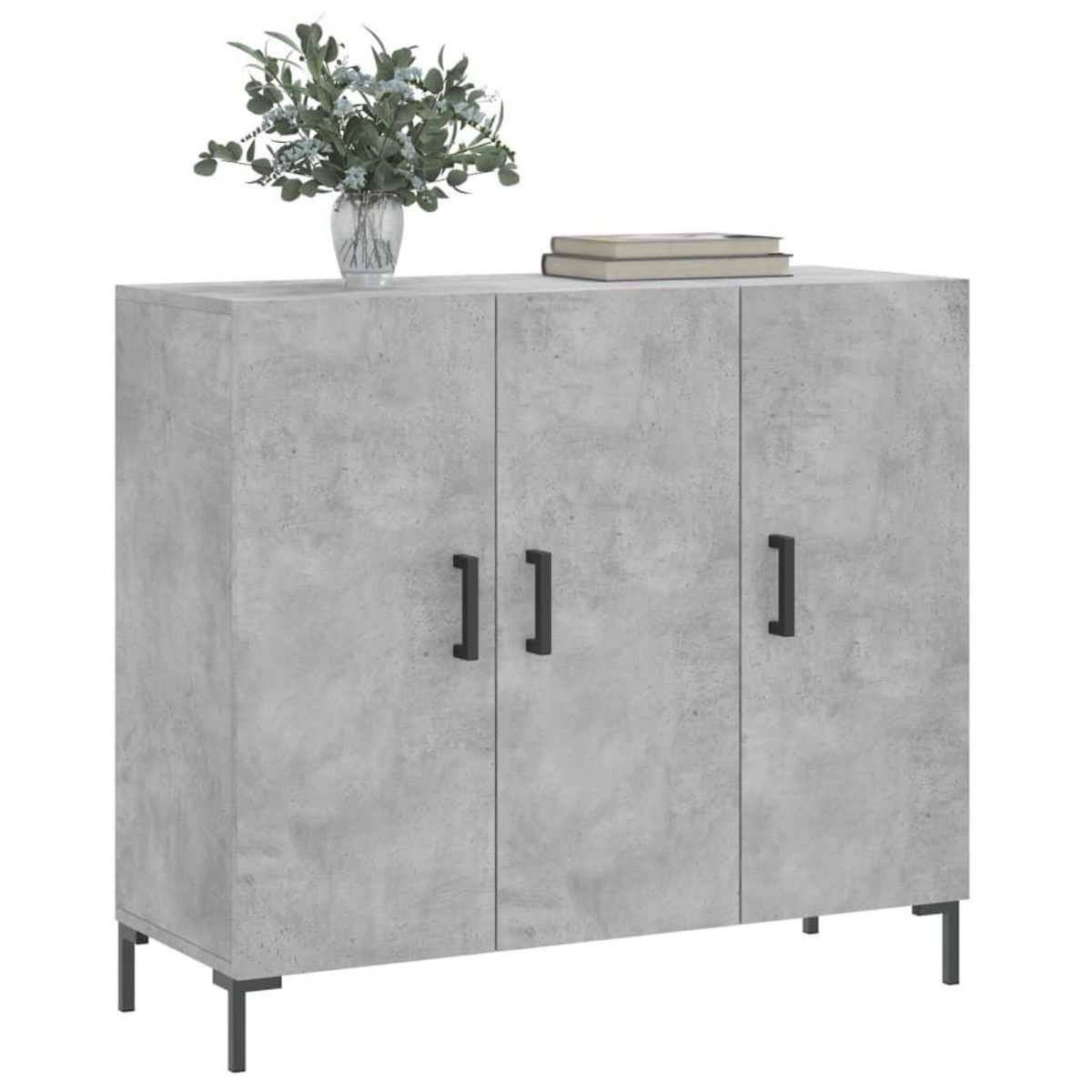VIDAXL Buffet gris beton 90x34x80 cm bois d'ingenierie