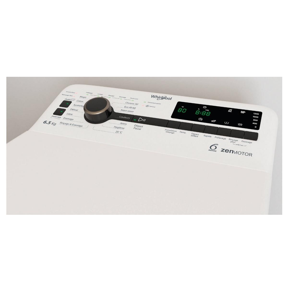 Whirlpool Lave-linge top 6.5kg 1200 tours/min blanc - TDLRBX65242BSFR