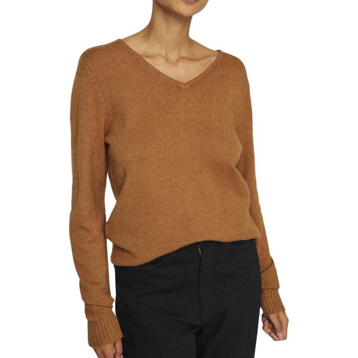 Vila Pull Col V Marron Femme Vila 69