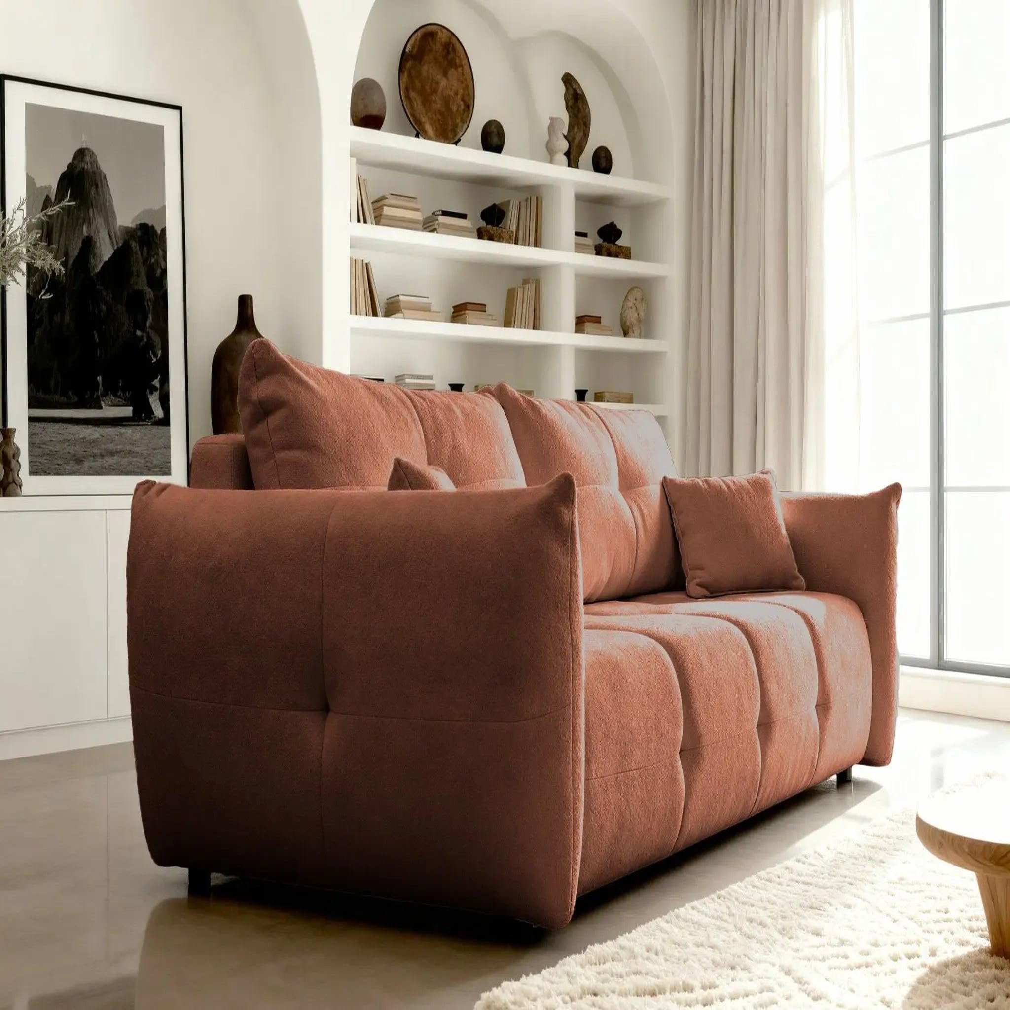 Voir la diapositive 5 : CASANOVA PARIS June - canapé droit convertible tissu bouclette