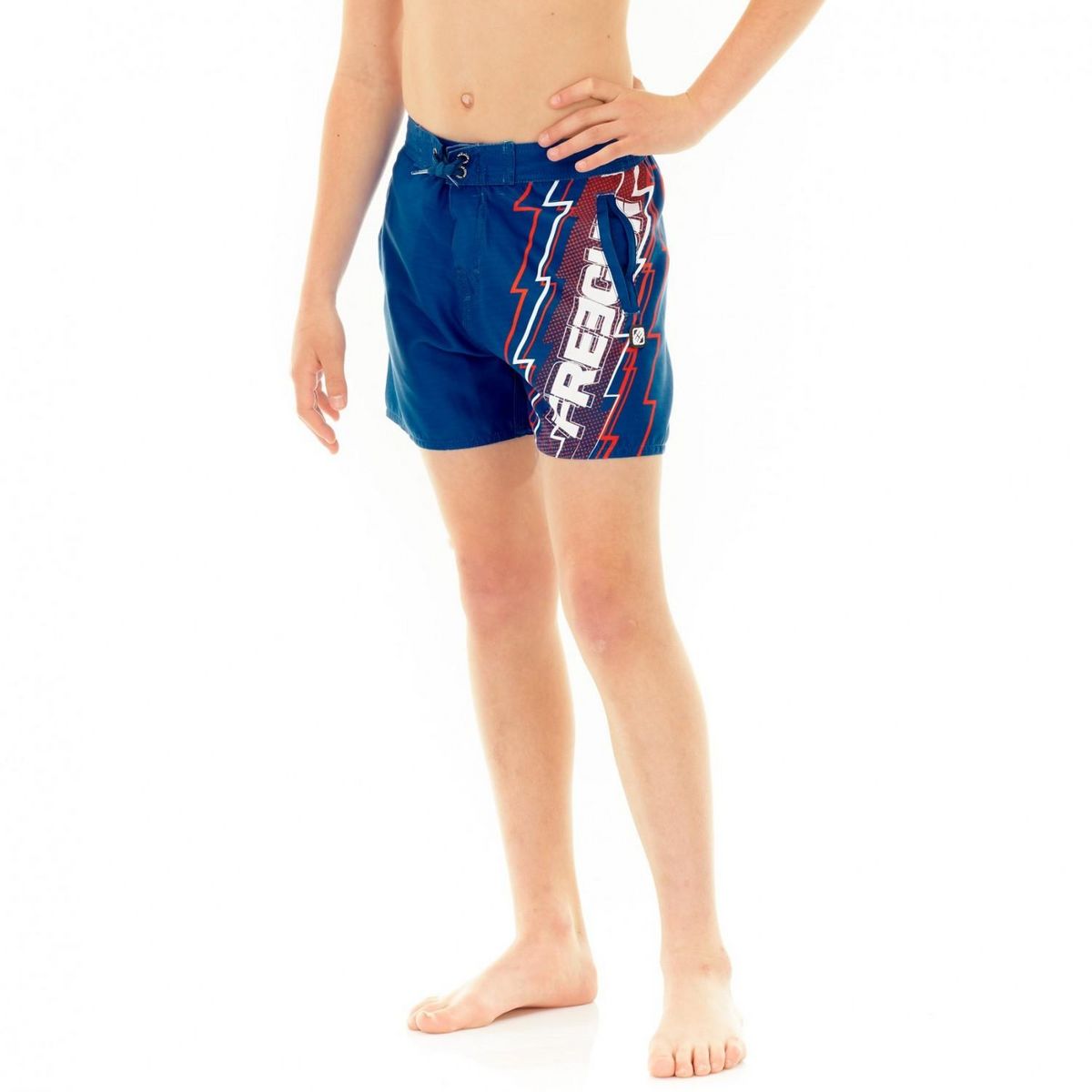 FREEGUN Boardshort court garçon ceinture demi-élastiquée Eclair