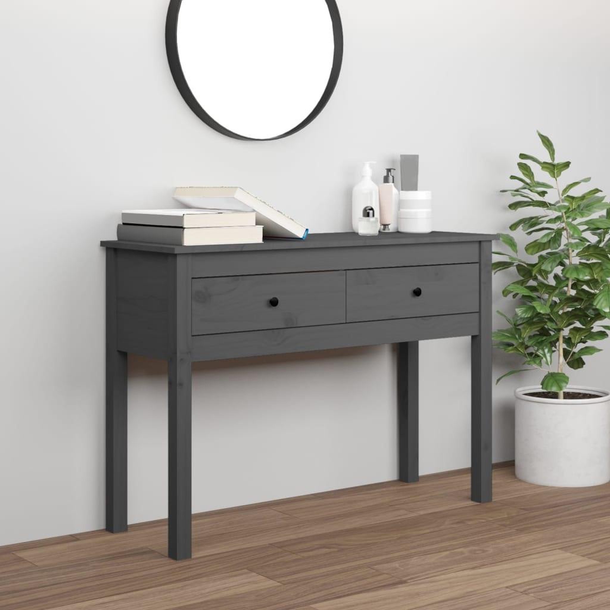 Voir la diapositive 1 : VIDAXL Table console Gris 100x35x75 cm Bois massif de pin