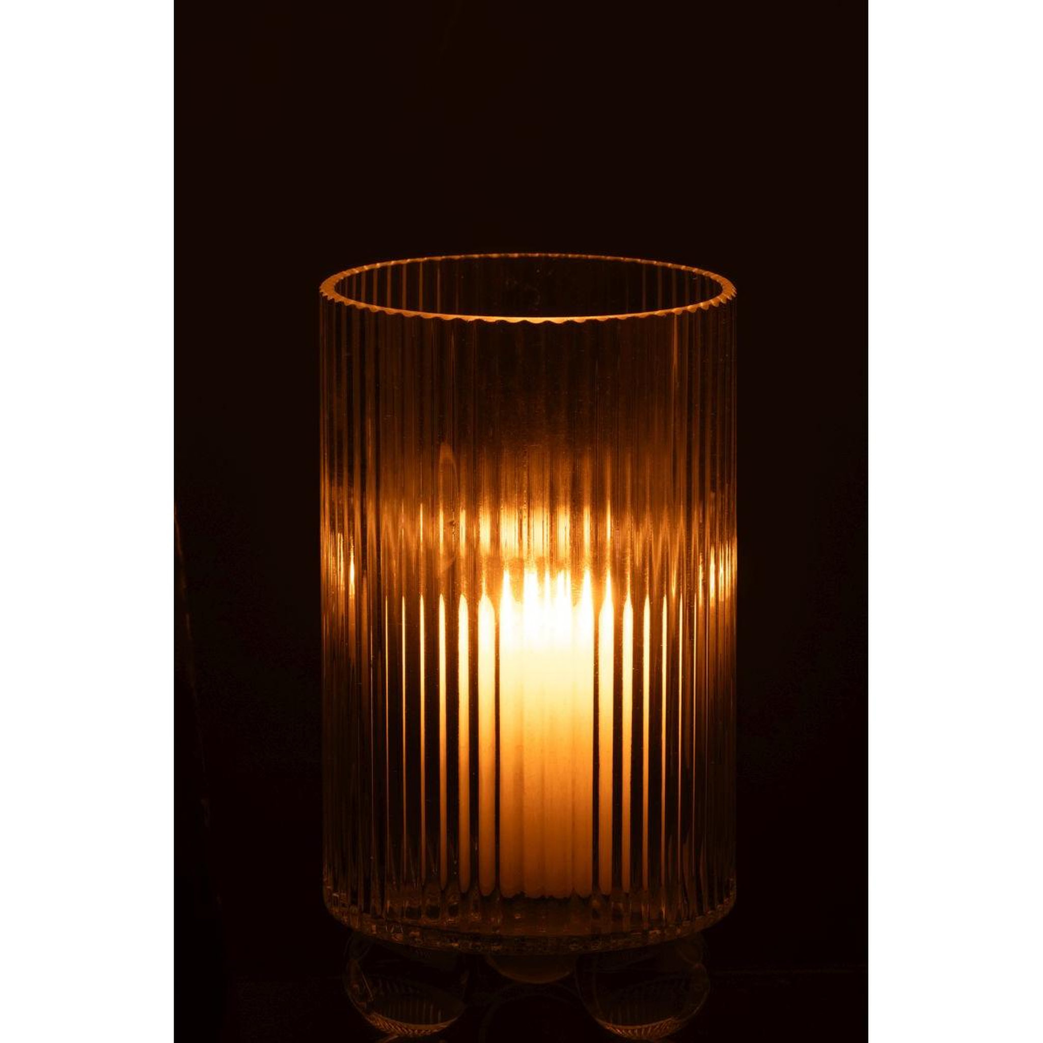 Voir la diapositive 3 : J-LINE Photophore Vase en Verre  Clara  21cm Transparent