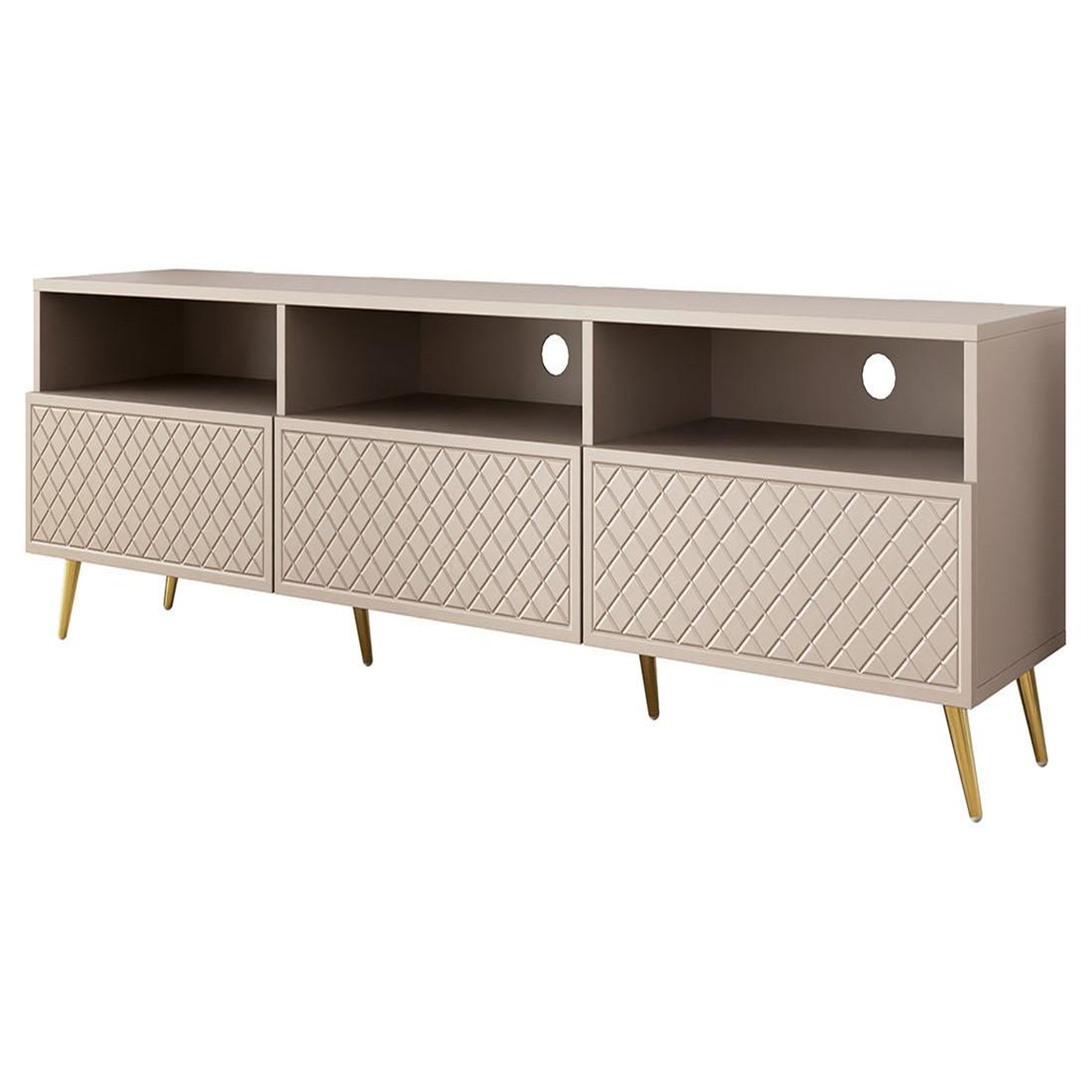 Voir la diapositive 1 : BEST MOBILIER Sorolla - meuble tv - 3 tiroirs et 3 niches - 195 cm