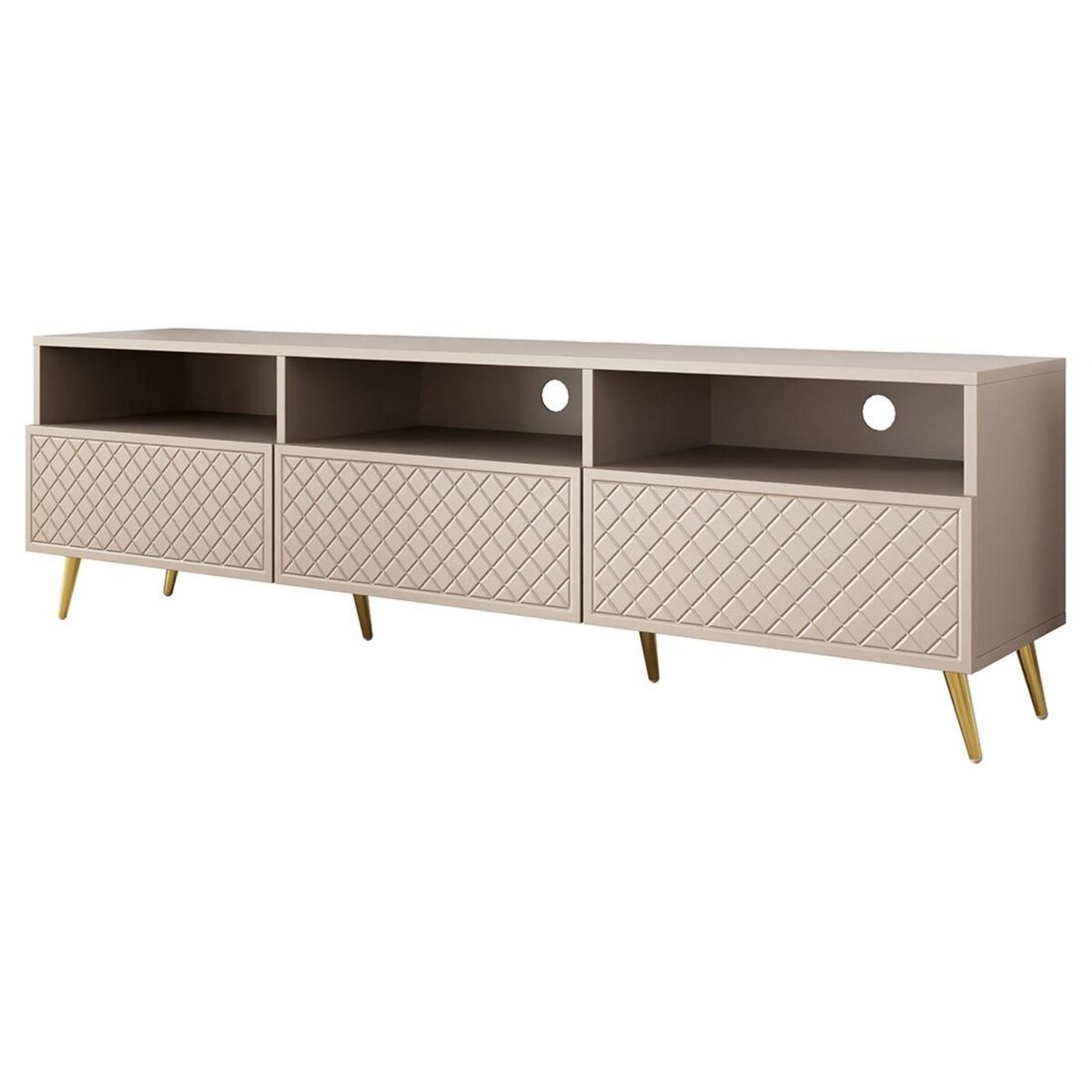 BEST MOBILIER Sorolla - meuble tv - 3 tiroirs et 3 niches - 195 cm