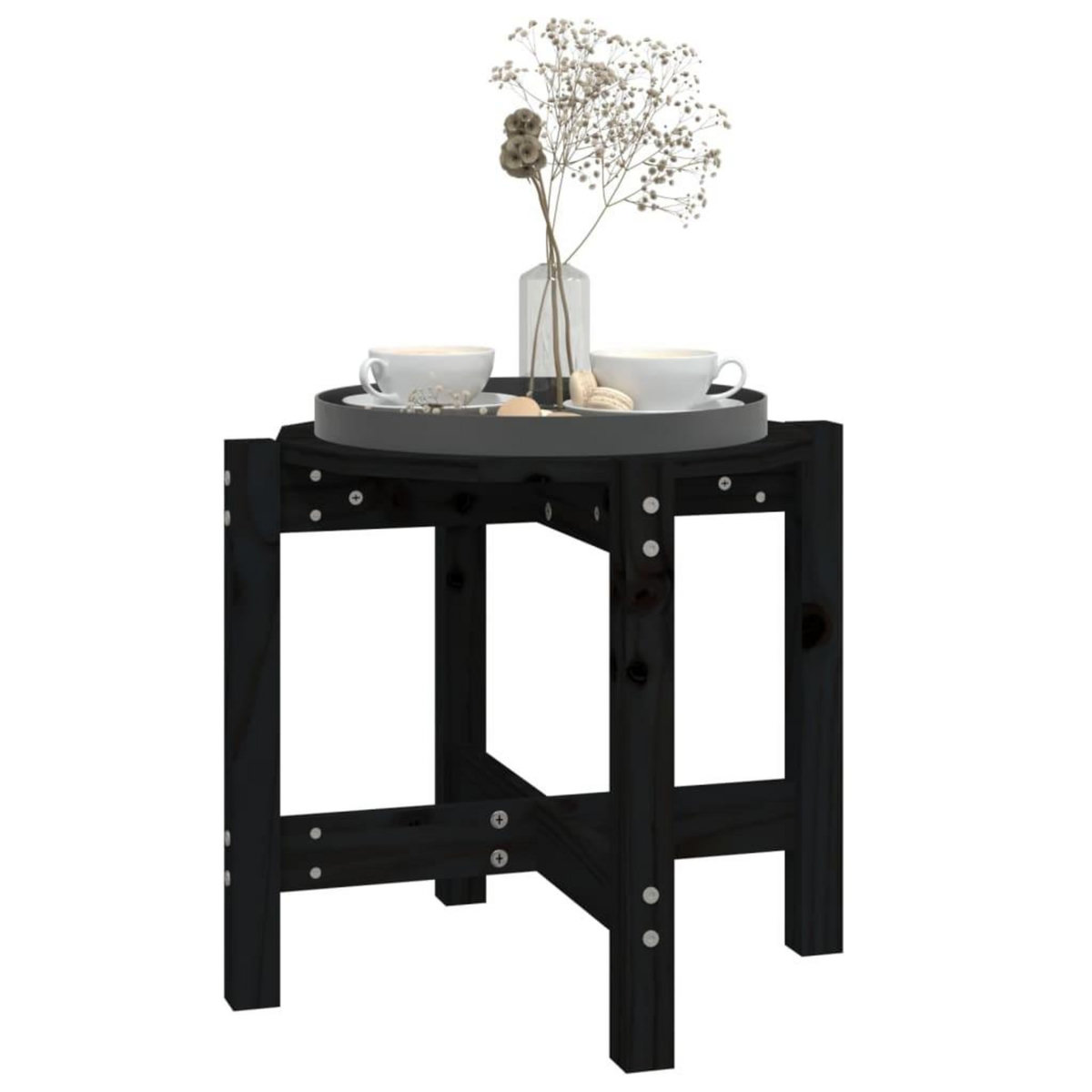 VIDAXL Table basse Noir Ø 52,5x45 cm Bois massif de pin