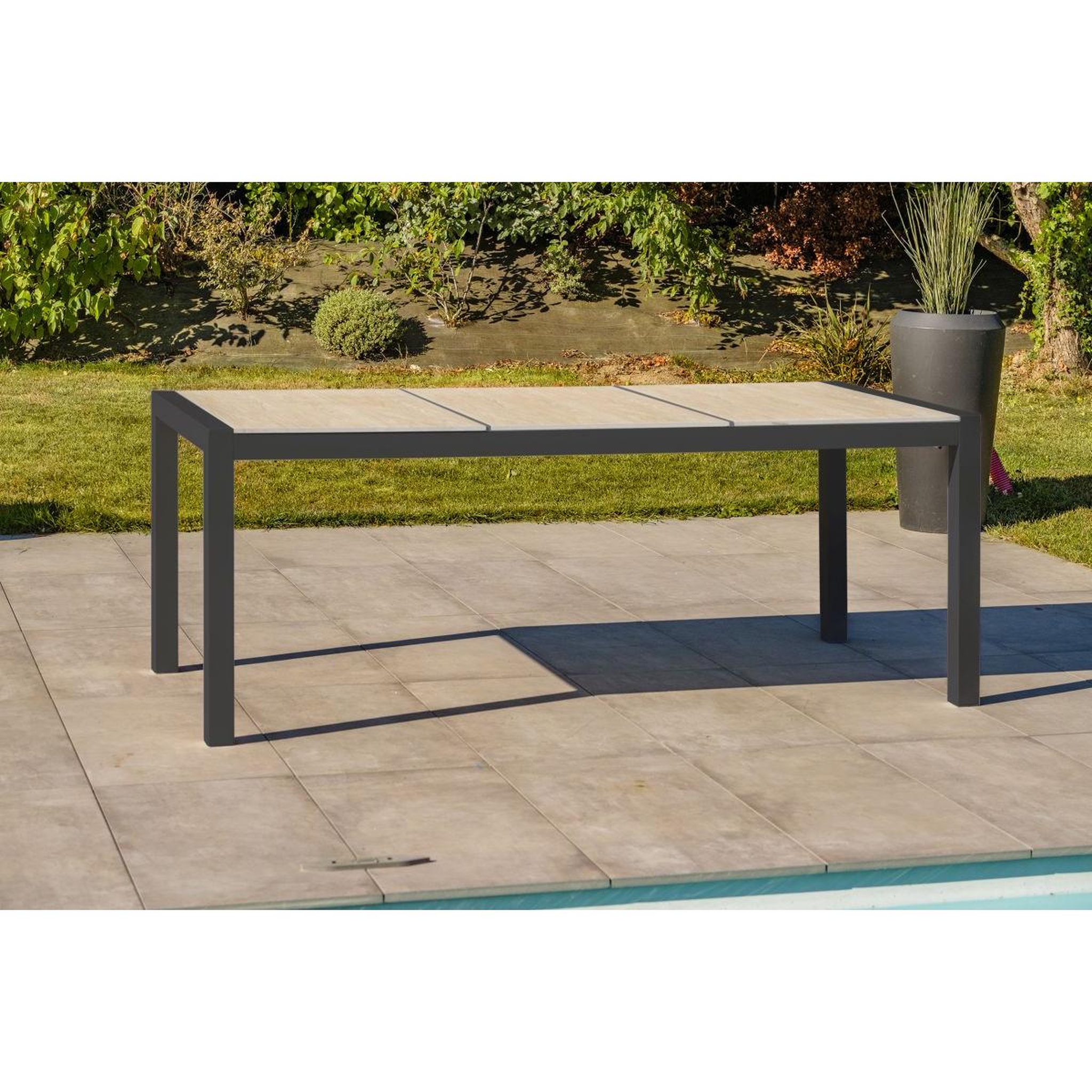 Voir la diapositive 6 : DCB GARDEN Table de Jardin en Céramique  Venise  195cm Gris Anthracite