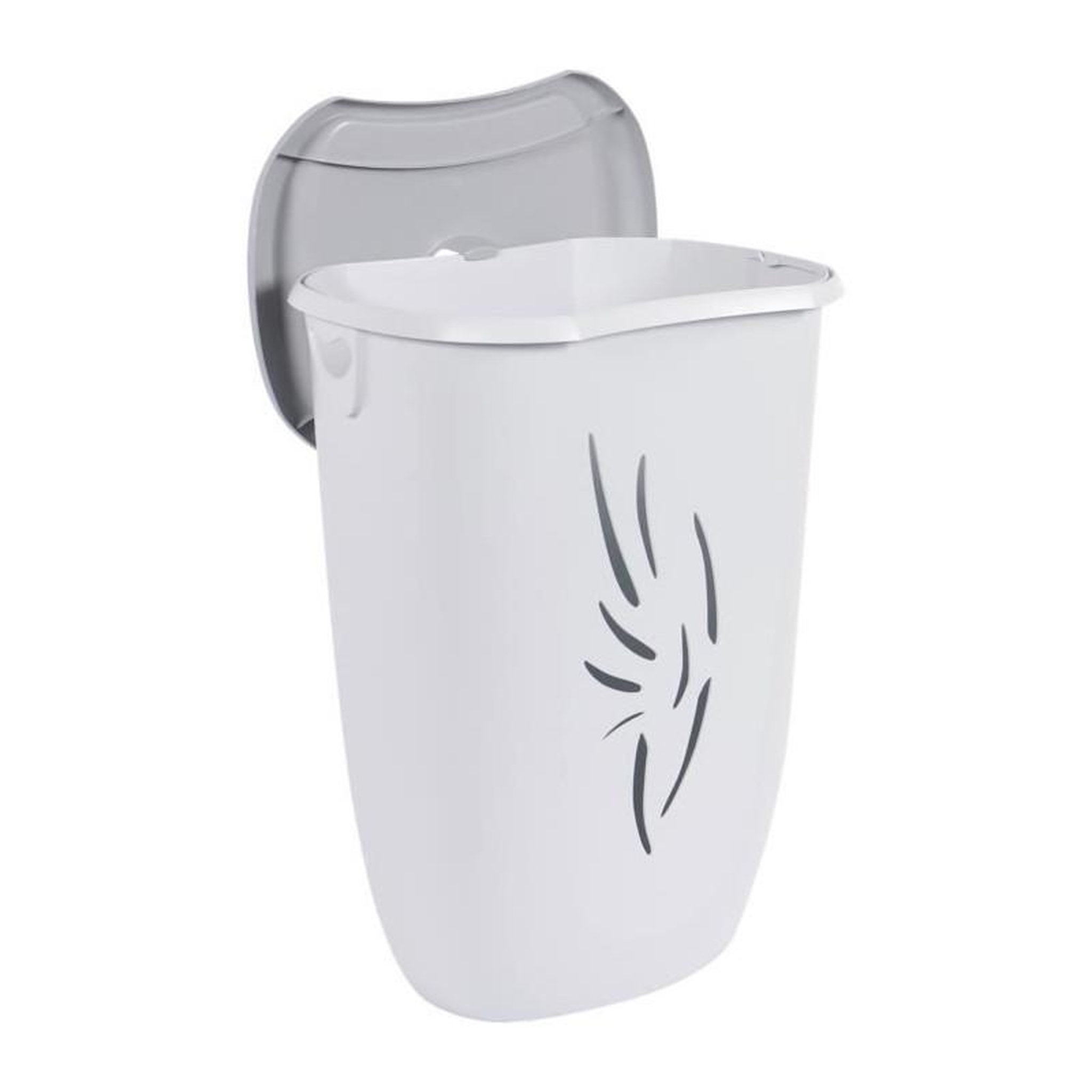 Voir la diapositive 2 : EDA PLASTIQUE Coffre a linge Flora 40 L - Gris béton et Blanc cérusé - 40 x 30 x 57 cm - EDA PLASTIQUE