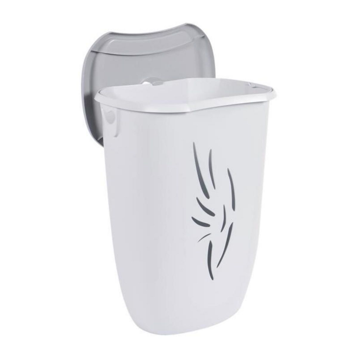 EDA PLASTIQUE Coffre a linge Flora 40 L - Gris béton et Blanc cérusé - 40 x 30 x 57 cm - EDA PLASTIQUE