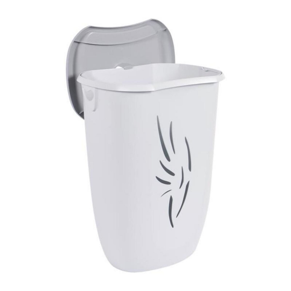 EDA PLASTIQUE Coffre a linge Flora 40 L - Gris béton et Blanc cérusé - 40 x 30 x 57 cm - EDA PLASTIQUE