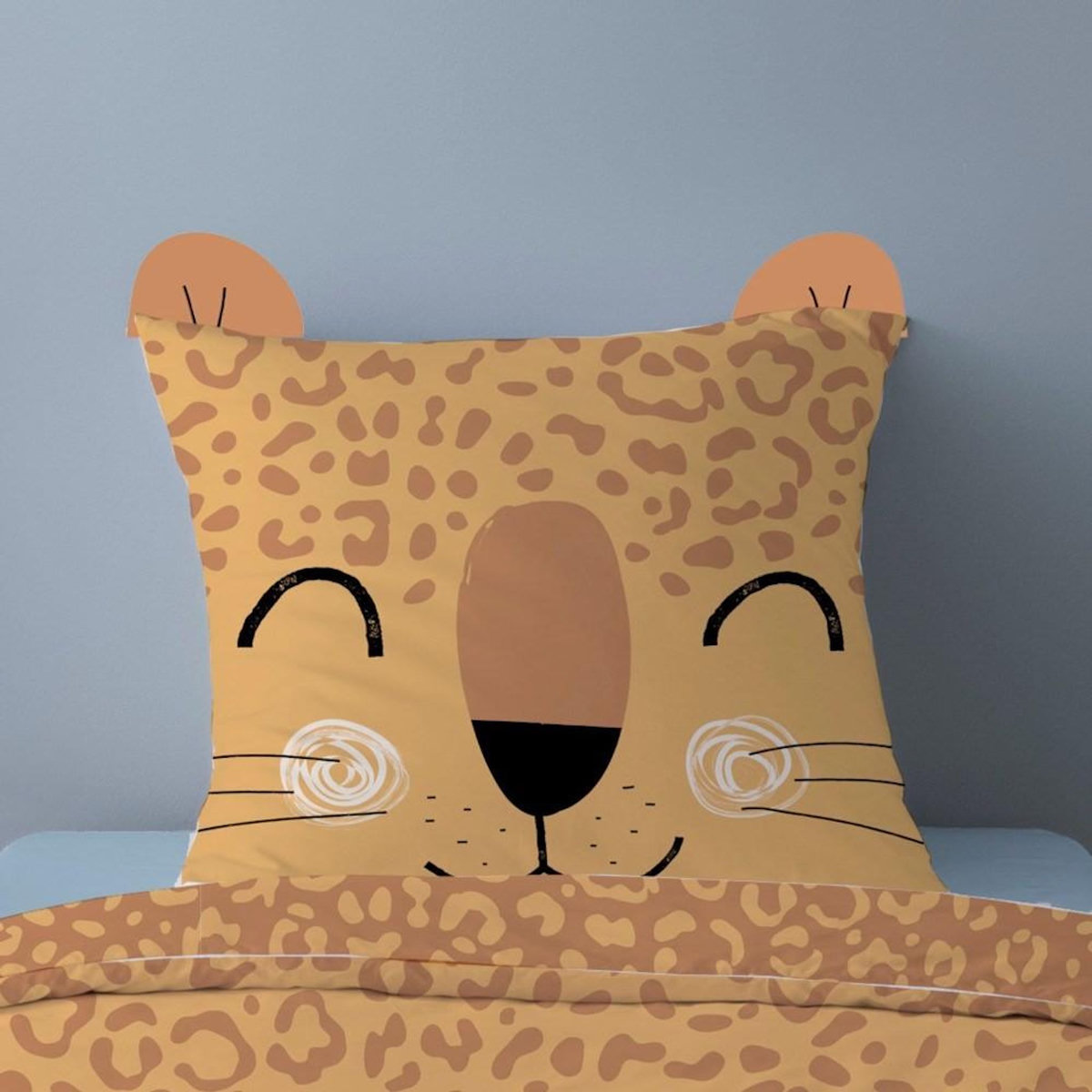 Dourev Housse de couette 140x200 Leopi + 1 taie 100% coton